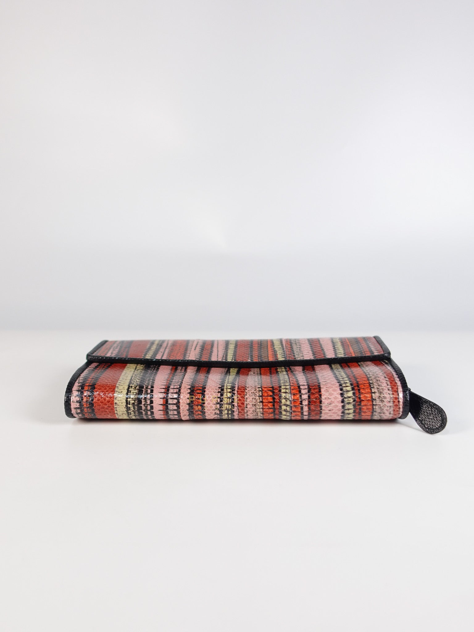 Red Multicolor Karung Flap Long Wallet | Purse Maison Luxury Bags Shop