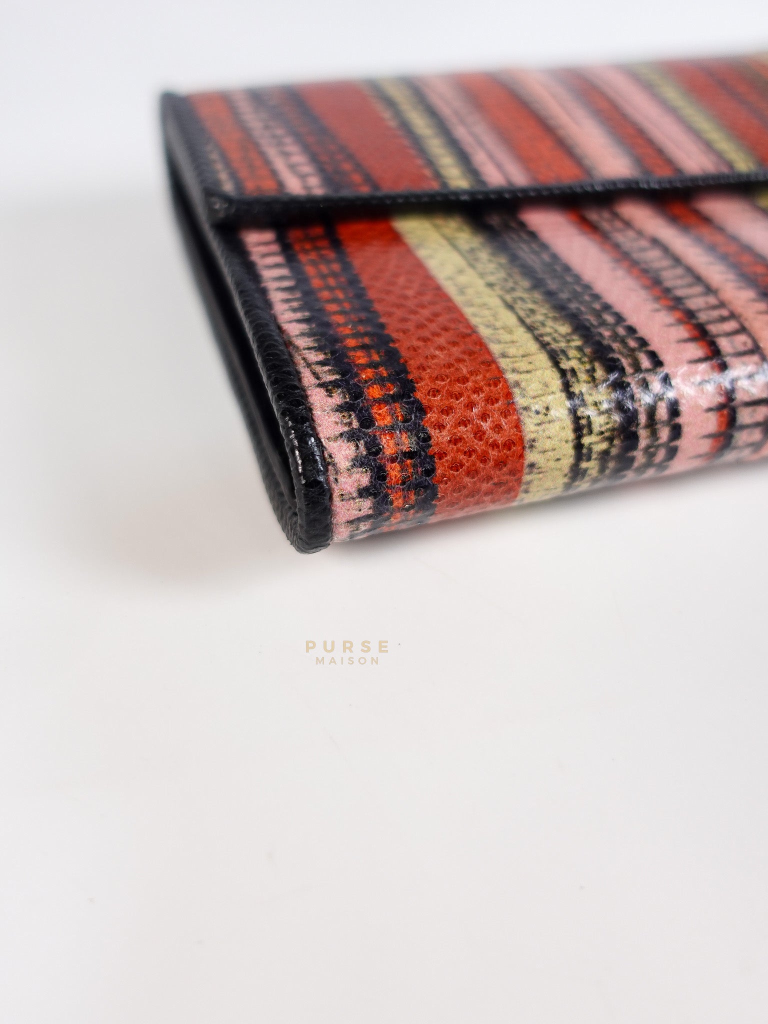 Red Multicolor Karung Flap Long Wallet | Purse Maison Luxury Bags Shop