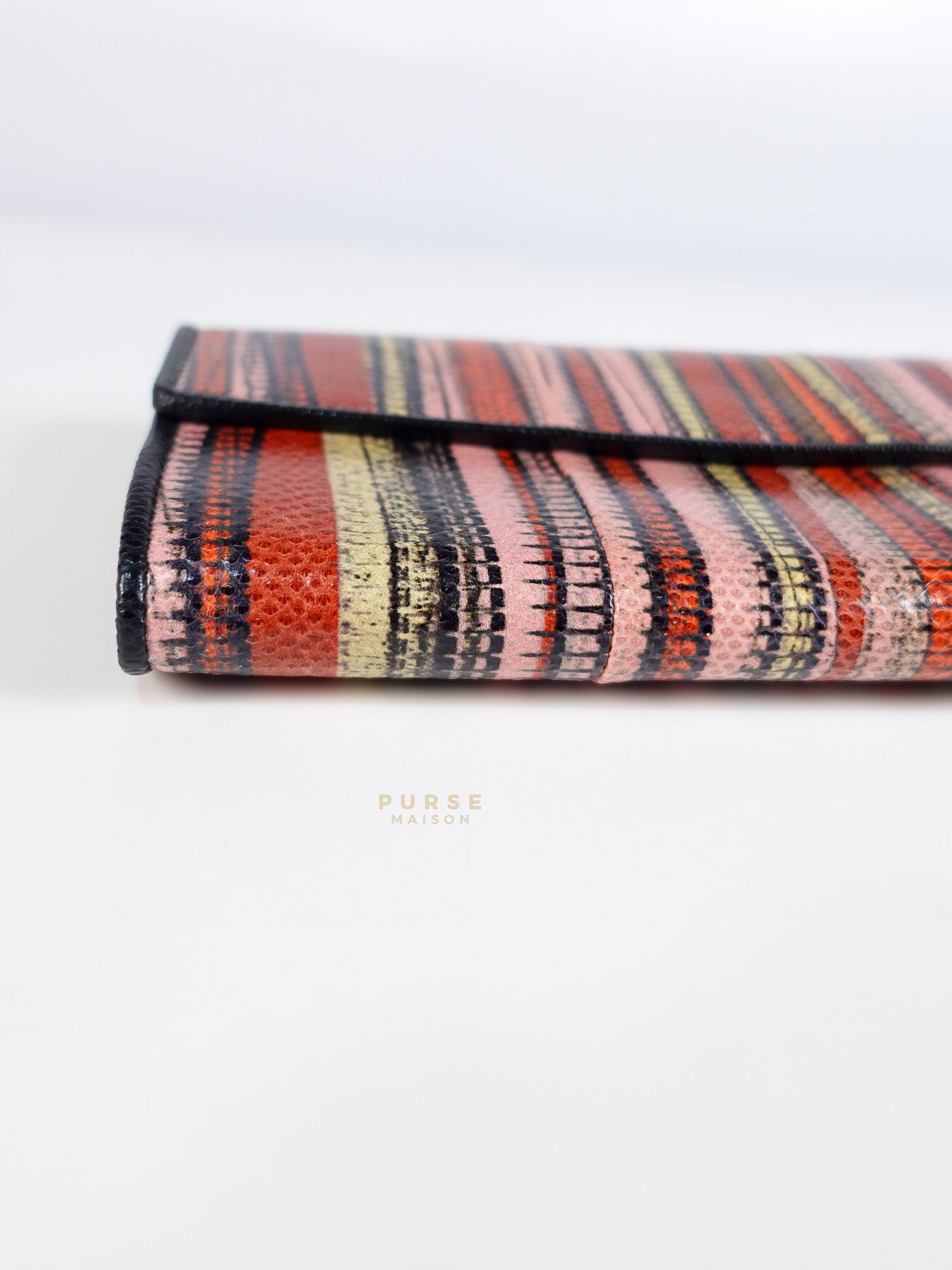 Red Multicolor Karung Flap Long Wallet | Purse Maison Luxury Bags Shop