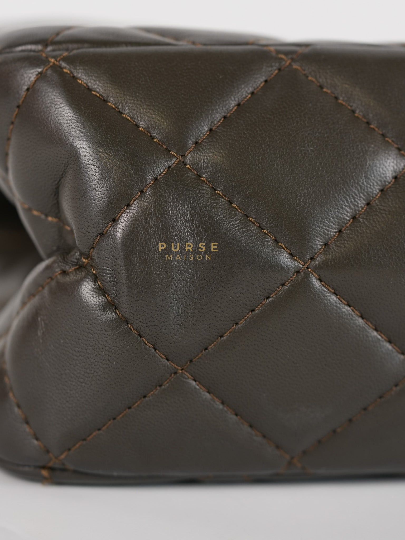 Reissue 2.55 Jumbo Bag in Charcoal Green Lambskin Leather & Gold Hardware Series 13 | Purse Maison Luxury Bags Shop