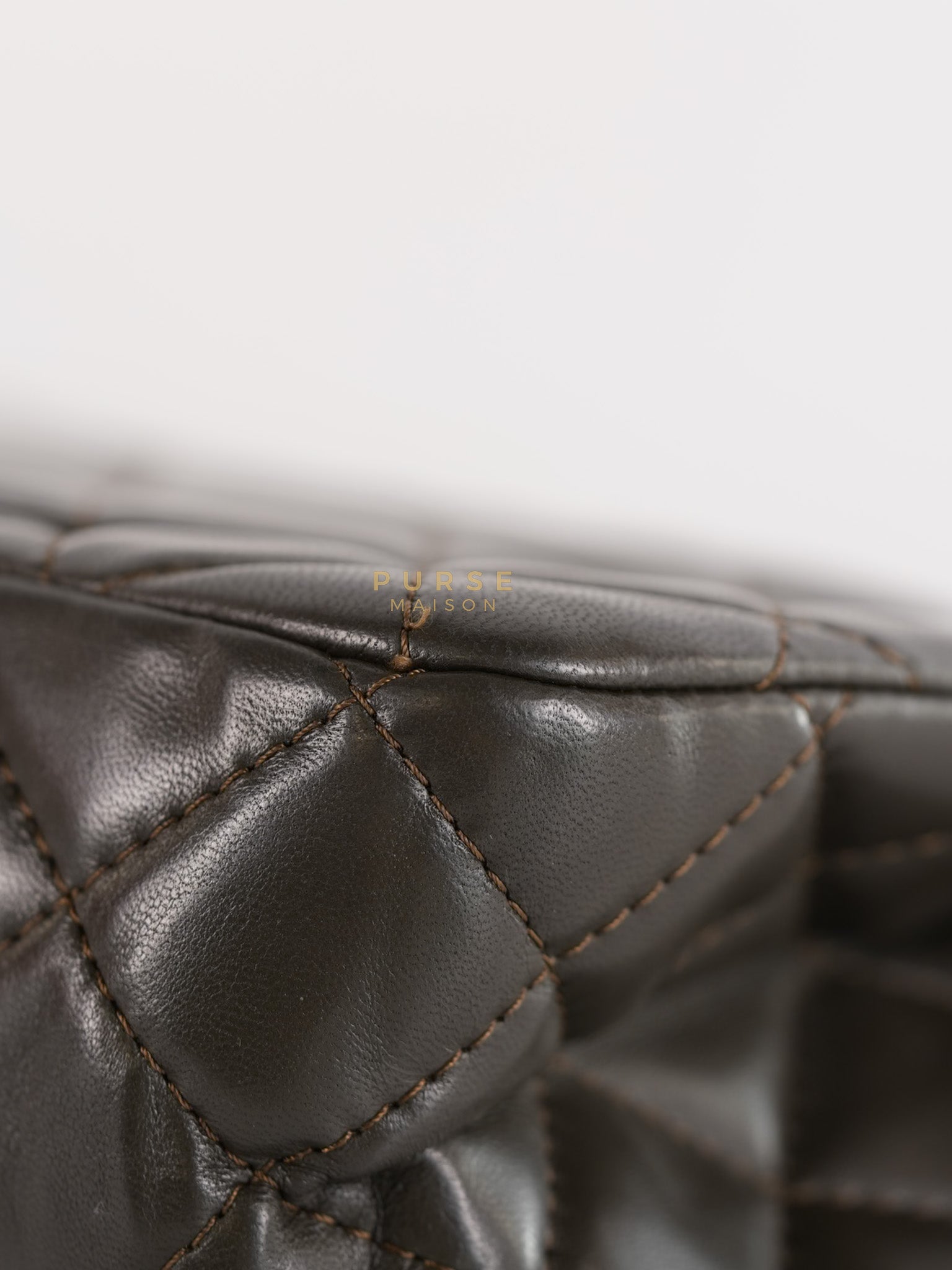 Reissue 2.55 Jumbo Bag in Charcoal Green Lambskin Leather & Gold Hardware Series 13 | Purse Maison Luxury Bags Shop