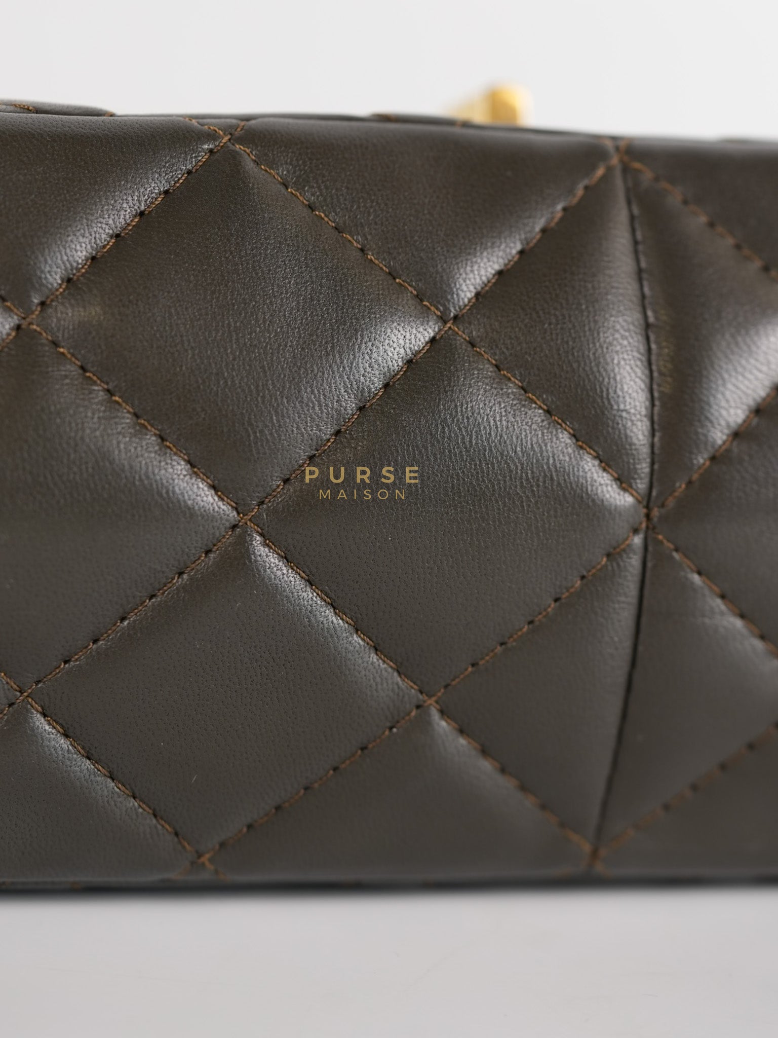 Reissue 2.55 Jumbo Bag in Charcoal Green Lambskin Leather & Gold Hardware Series 13 | Purse Maison Luxury Bags Shop