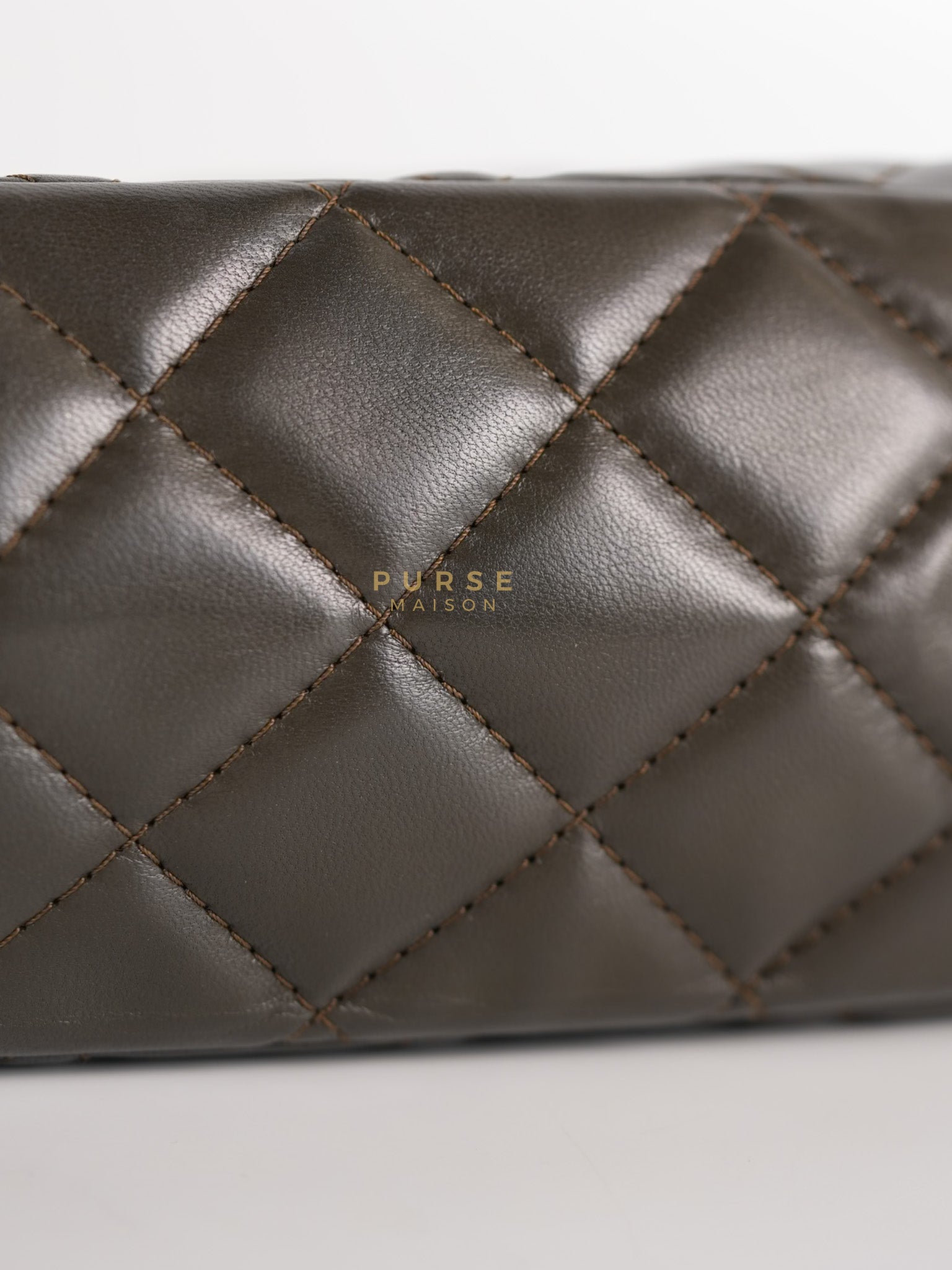 Reissue 2.55 Jumbo Bag in Charcoal Green Lambskin Leather & Gold Hardware Series 13 | Purse Maison Luxury Bags Shop