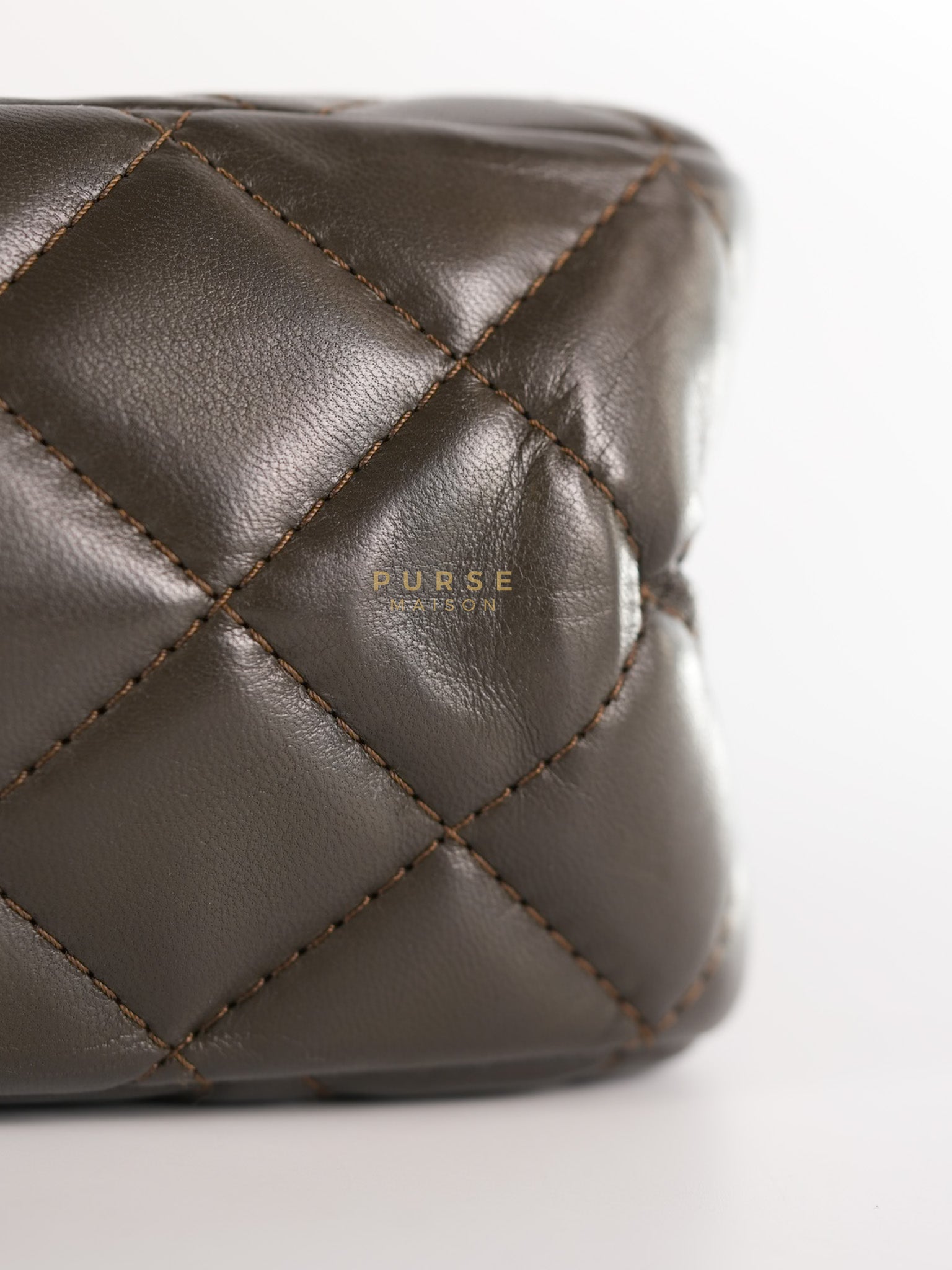 Reissue 2.55 Jumbo Bag in Charcoal Green Lambskin Leather & Gold Hardware Series 13 | Purse Maison Luxury Bags Shop