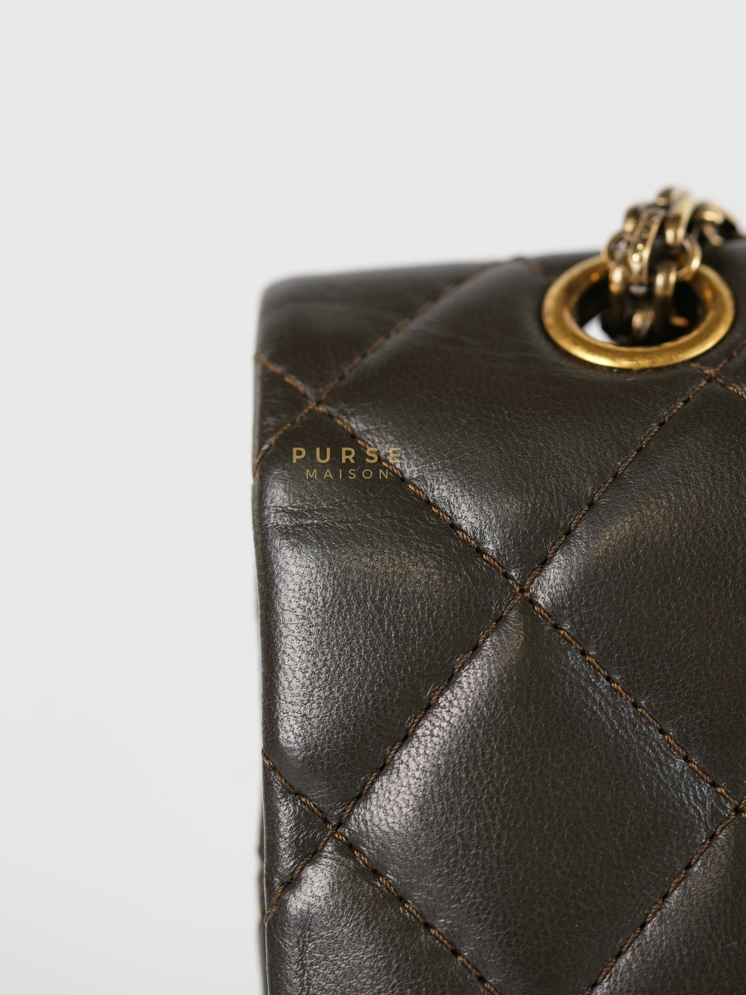 Reissue 2.55 Jumbo Bag in Charcoal Green Lambskin Leather & Gold Hardware Series 13 | Purse Maison Luxury Bags Shop