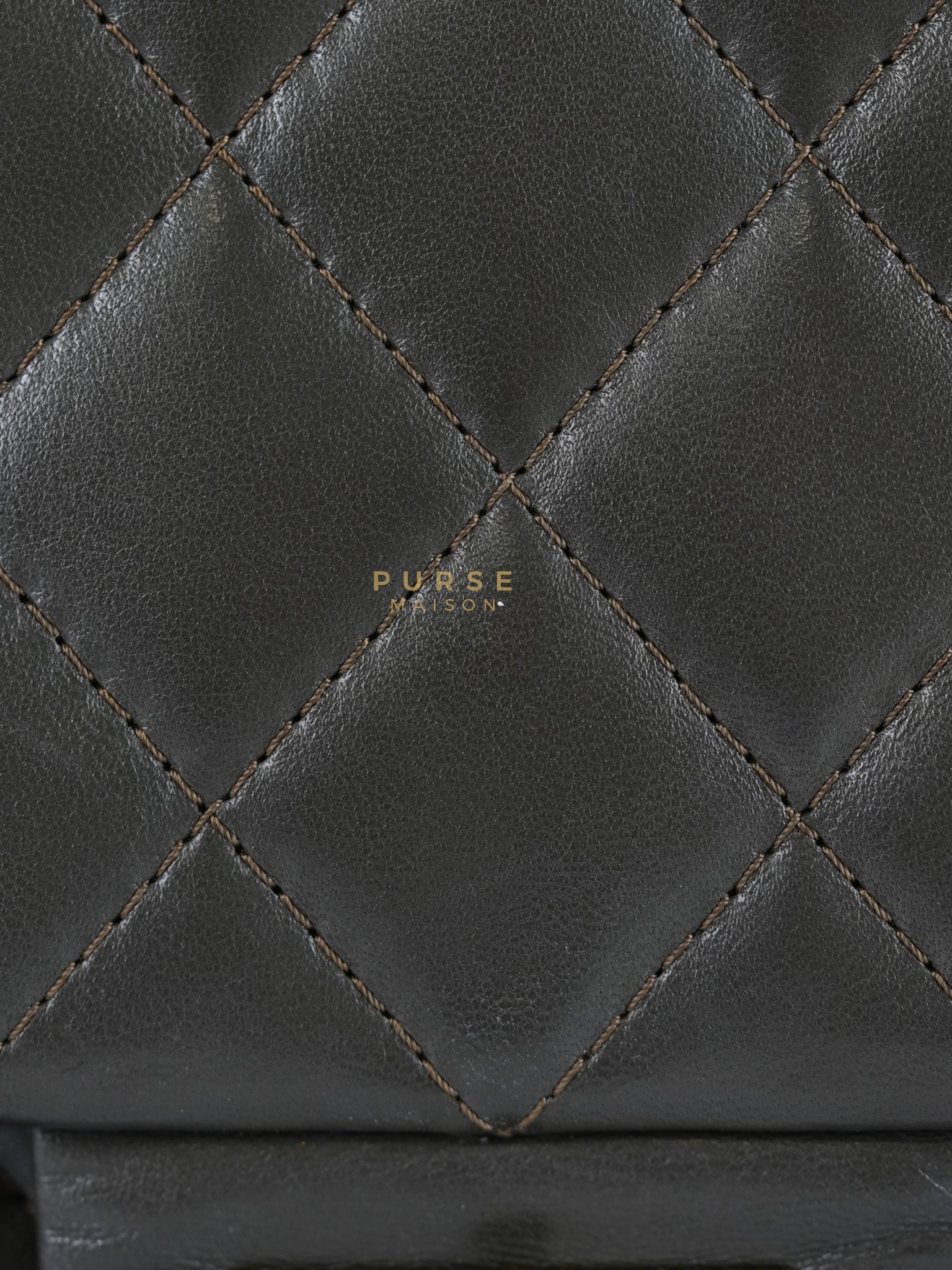 Reissue 2.55 Jumbo Bag in Charcoal Green Lambskin Leather & Gold Hardware Series 13 | Purse Maison Luxury Bags Shop