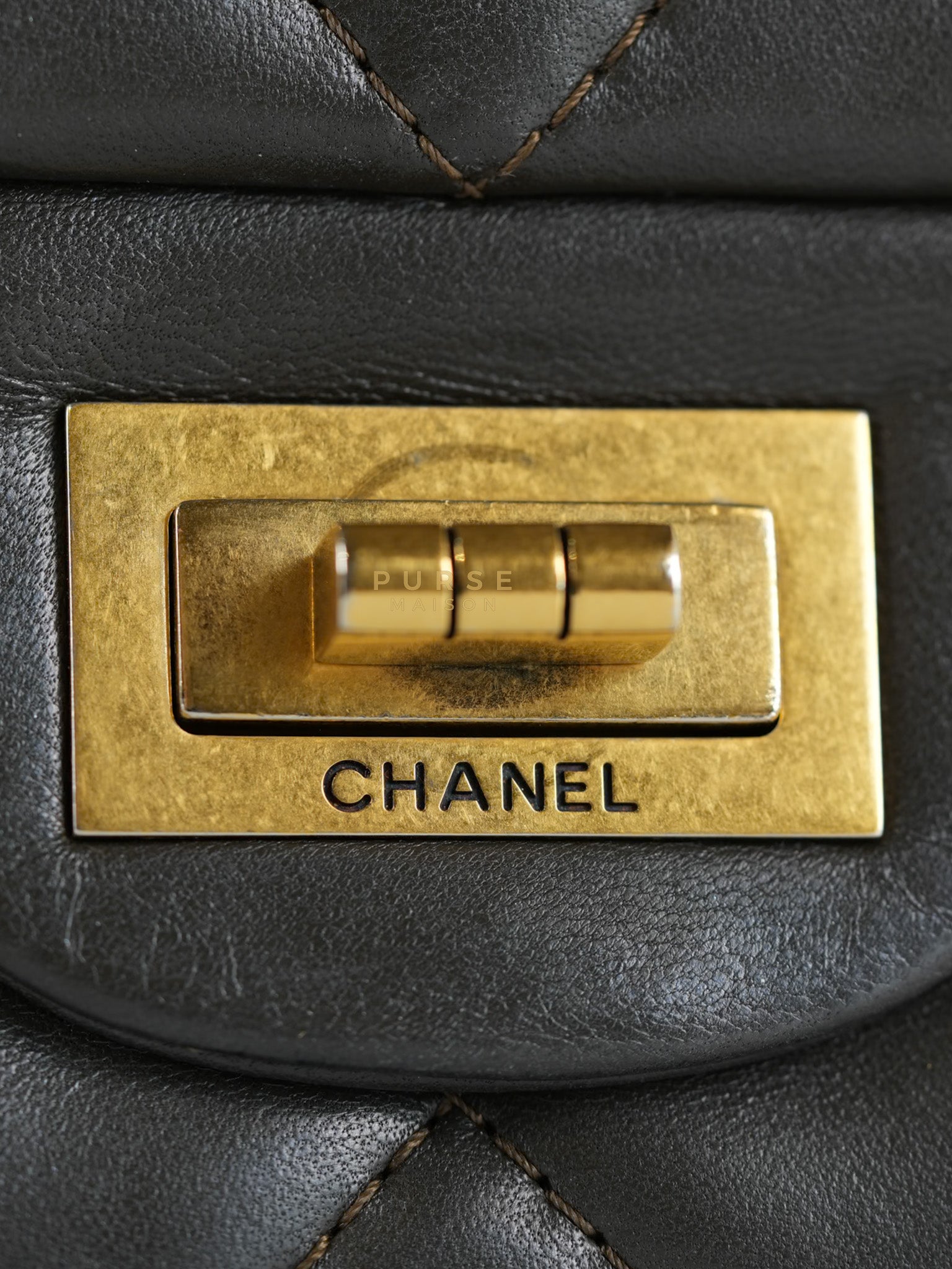 Reissue 2.55 Jumbo Bag in Charcoal Green Lambskin Leather & Gold Hardware Series 13 | Purse Maison Luxury Bags Shop