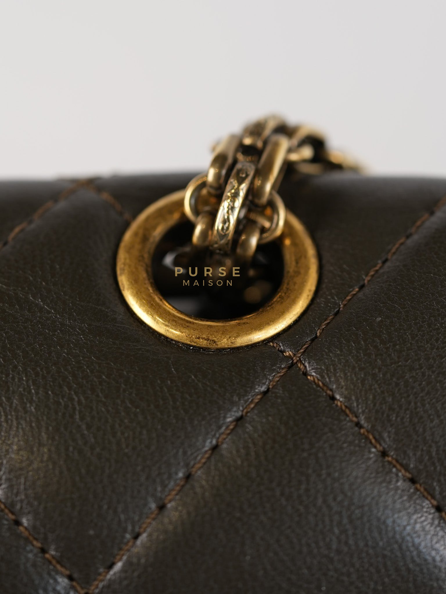 Reissue 2.55 Jumbo Bag in Charcoal Green Lambskin Leather & Gold Hardware Series 13 | Purse Maison Luxury Bags Shop