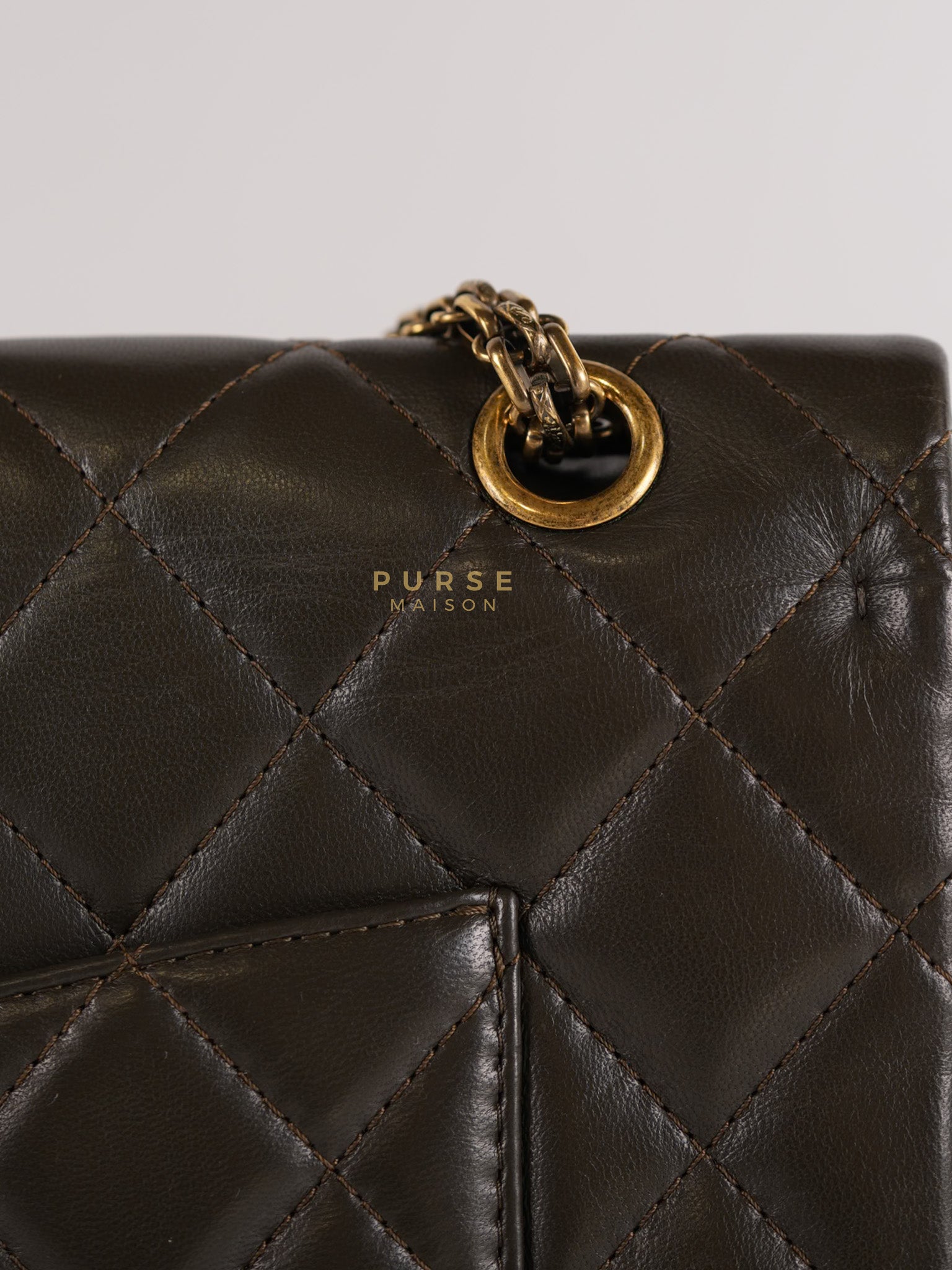 Reissue 2.55 Jumbo Bag in Charcoal Green Lambskin Leather & Gold Hardware Series 13 | Purse Maison Luxury Bags Shop