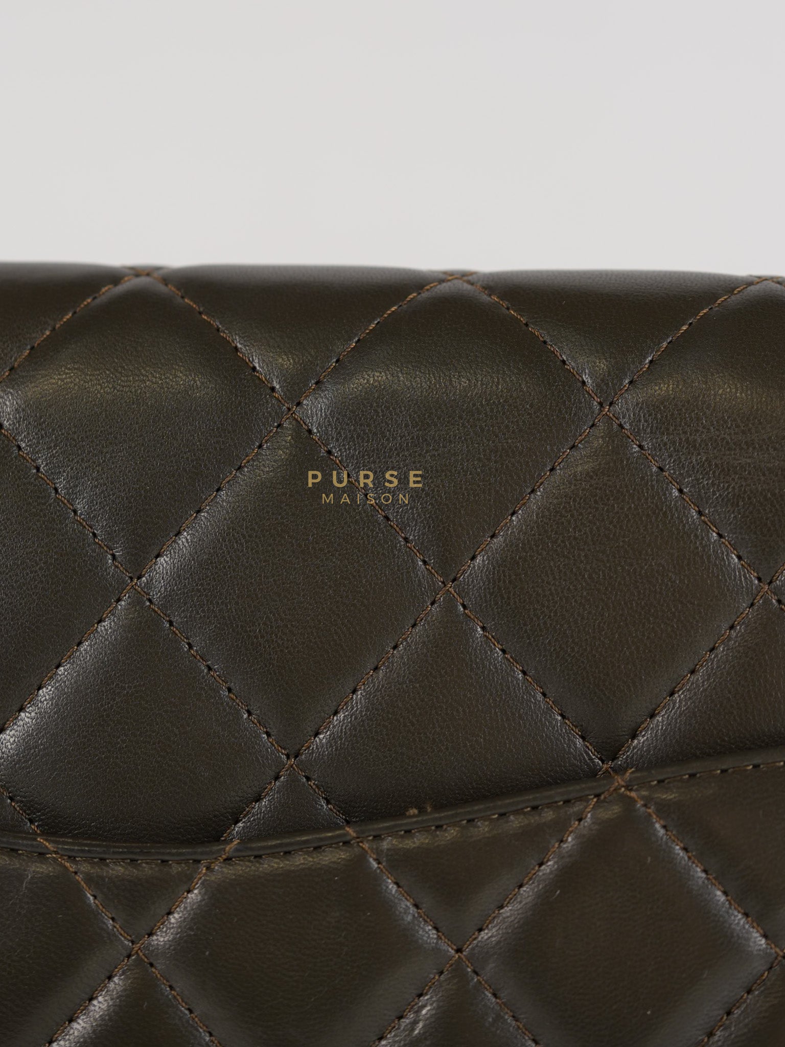 Reissue 2.55 Jumbo Bag in Charcoal Green Lambskin Leather & Gold Hardware Series 13 | Purse Maison Luxury Bags Shop