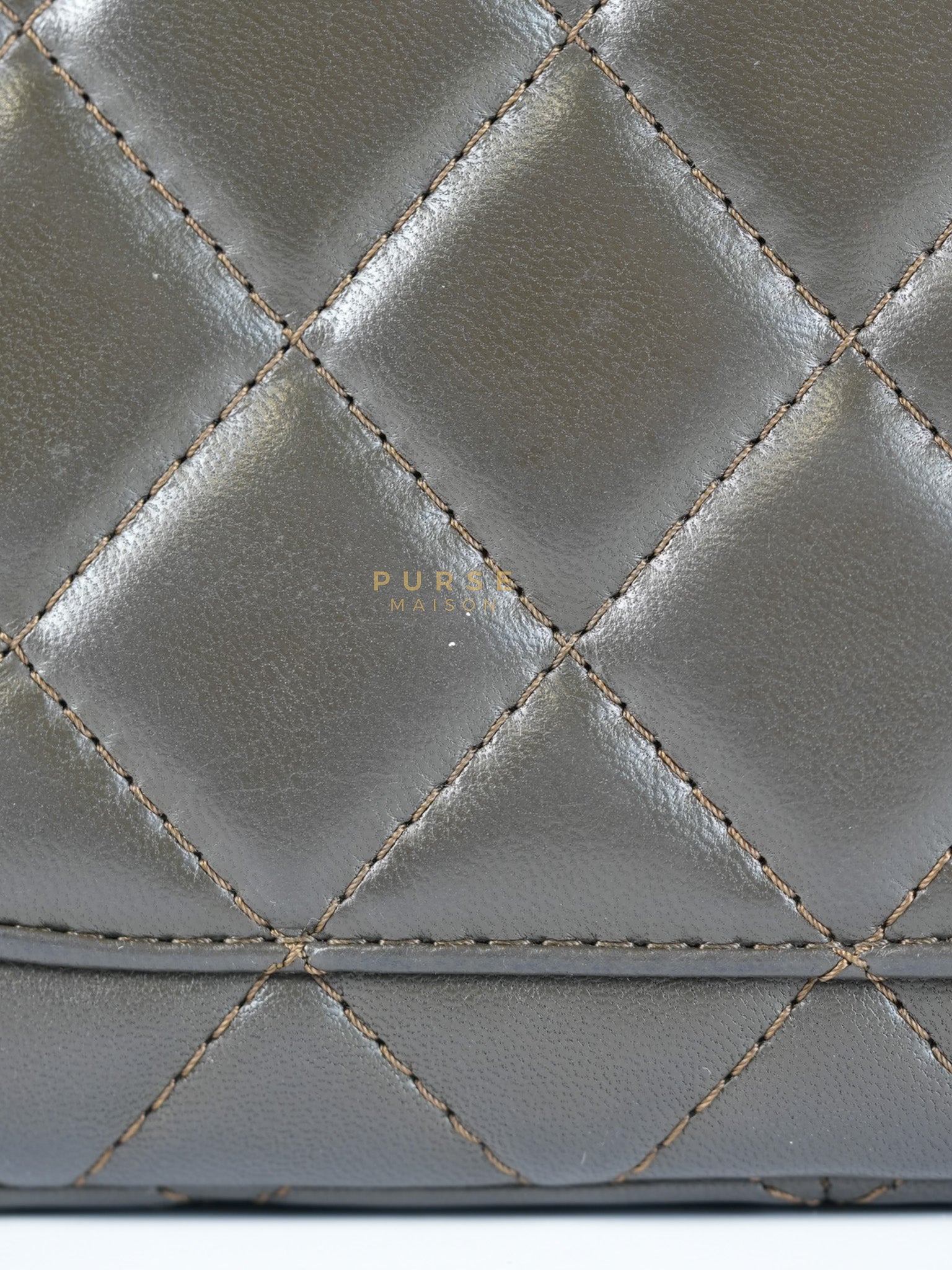 Reissue 2.55 Jumbo Bag in Charcoal Green Lambskin Leather & Gold Hardware Series 13 | Purse Maison Luxury Bags Shop