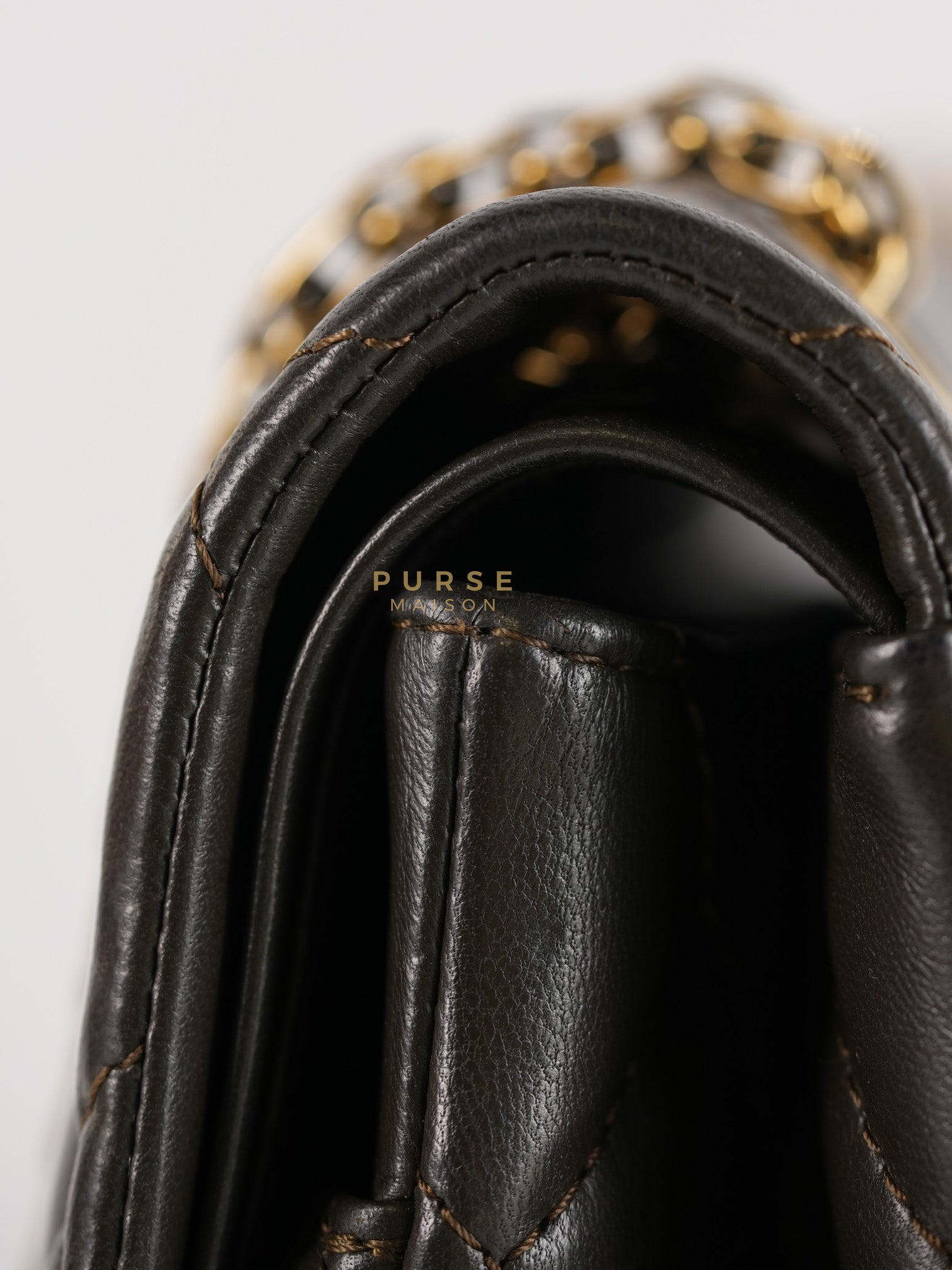 Reissue 2.55 Jumbo Bag in Charcoal Green Lambskin Leather & Gold Hardware Series 13 | Purse Maison Luxury Bags Shop