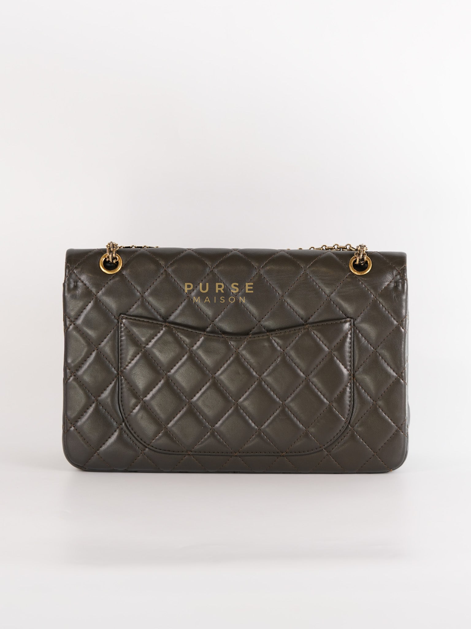 Reissue 2.55 Jumbo Bag in Charcoal Green Lambskin Leather & Gold Hardware Series 13 | Purse Maison Luxury Bags Shop