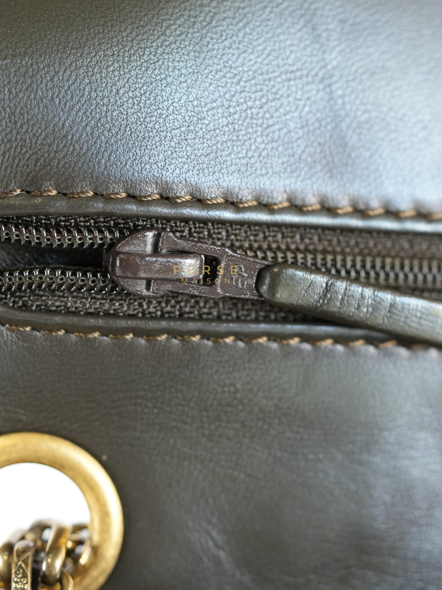 Reissue 2.55 Jumbo Bag in Charcoal Green Lambskin Leather & Gold Hardware Series 13 | Purse Maison Luxury Bags Shop