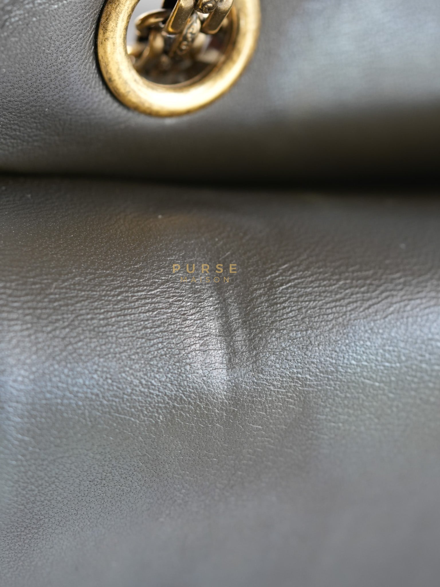 Reissue 2.55 Jumbo Bag in Charcoal Green Lambskin Leather & Gold Hardware Series 13 | Purse Maison Luxury Bags Shop