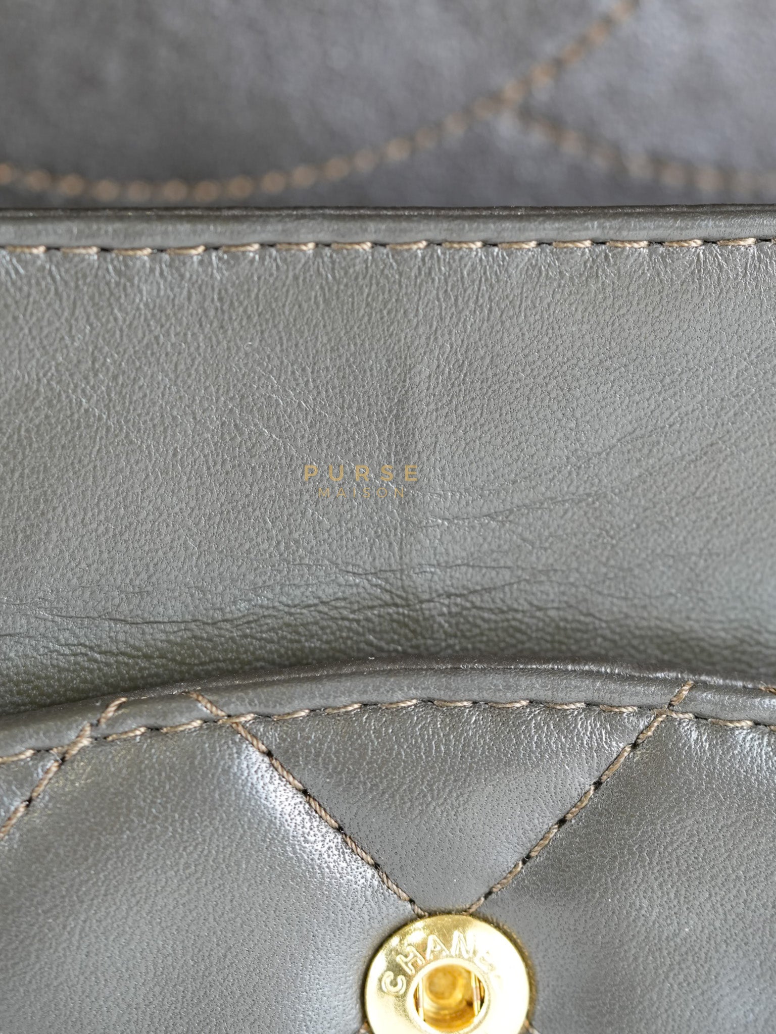 Reissue 2.55 Jumbo Bag in Charcoal Green Lambskin Leather & Gold Hardware Series 13 | Purse Maison Luxury Bags Shop