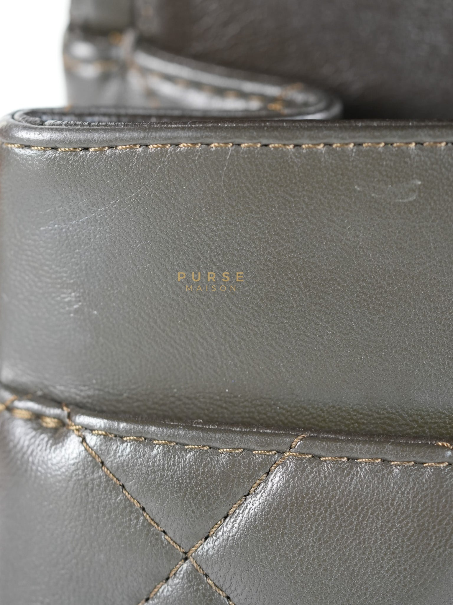 Reissue 2.55 Jumbo Bag in Charcoal Green Lambskin Leather & Gold Hardware Series 13 | Purse Maison Luxury Bags Shop