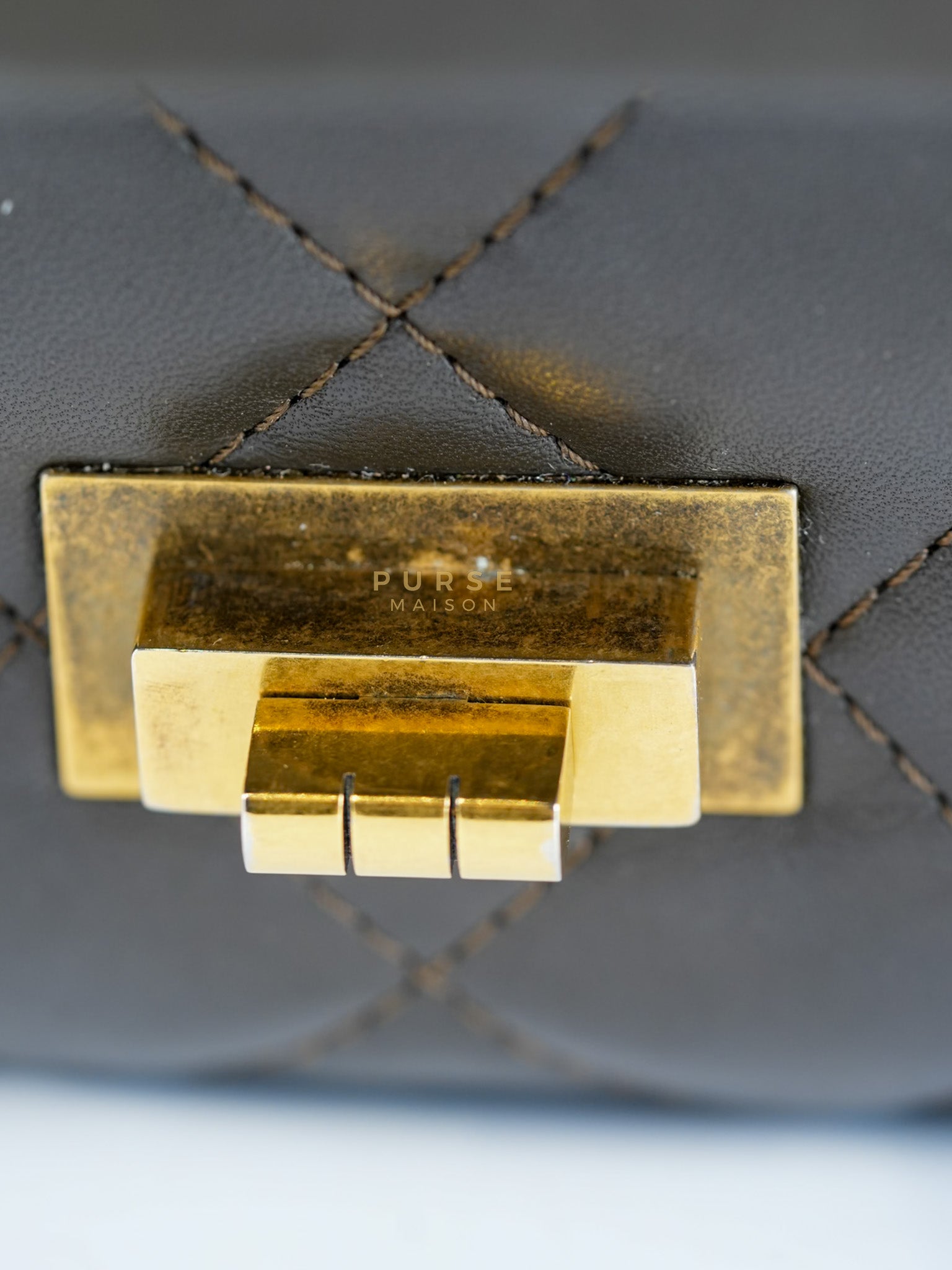 Reissue 2.55 Jumbo Bag in Charcoal Green Lambskin Leather & Gold Hardware Series 13 | Purse Maison Luxury Bags Shop