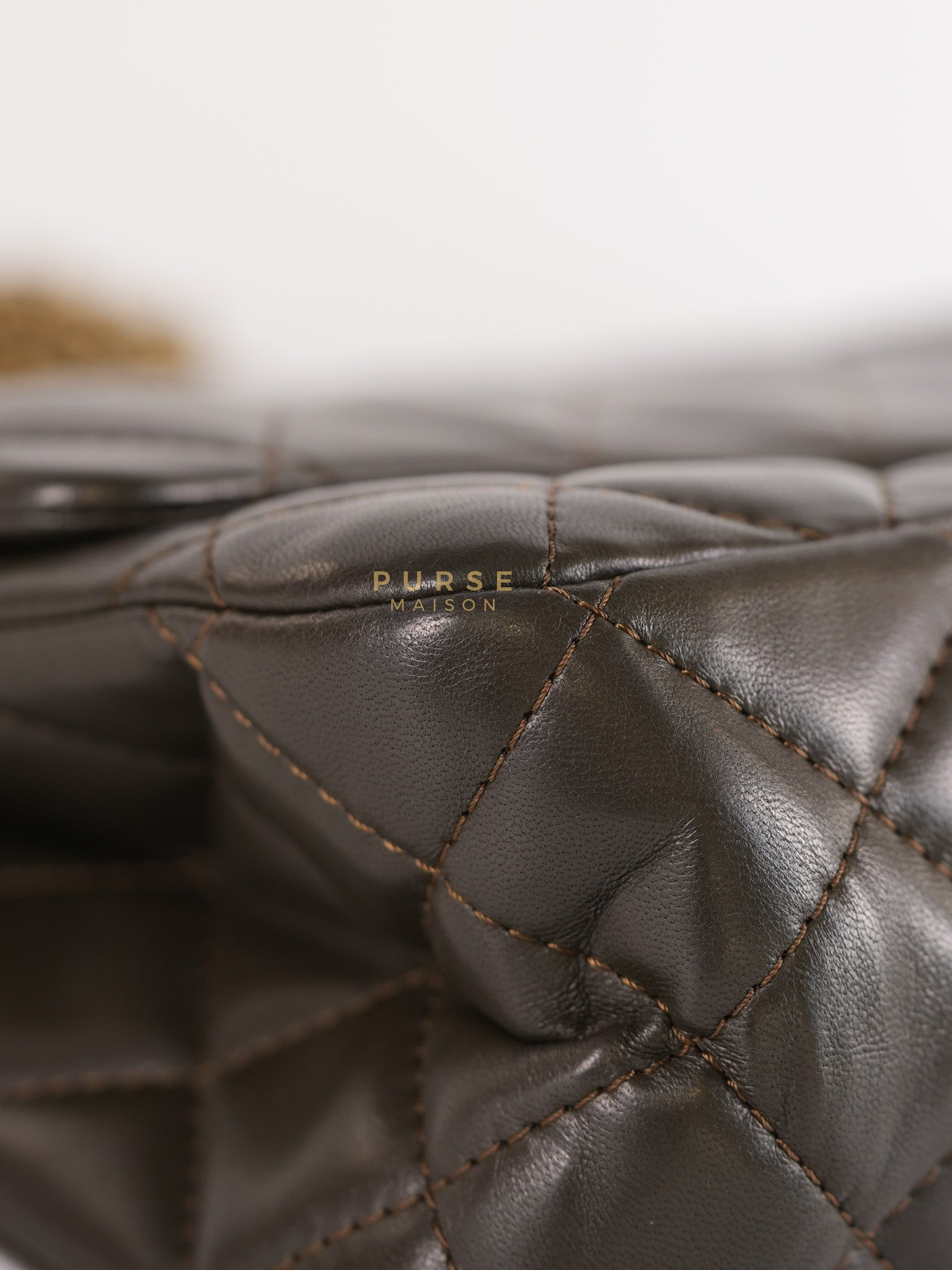 Reissue 2.55 Jumbo Bag in Charcoal Green Lambskin Leather & Gold Hardware Series 13 | Purse Maison Luxury Bags Shop