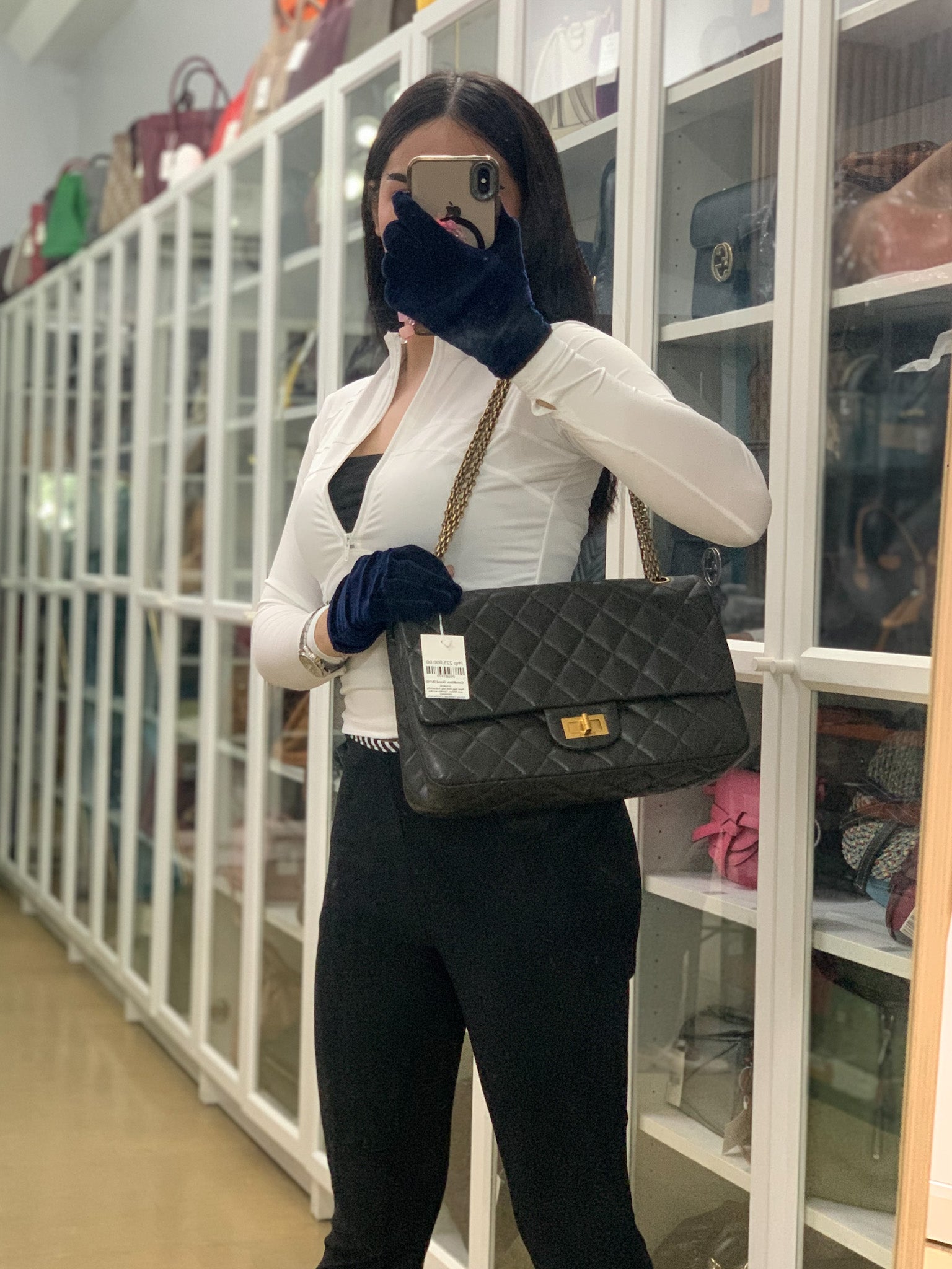 Reissue 2.55 Jumbo Bag in Charcoal Green Lambskin Leather & Gold Hardware Series 13 | Purse Maison Luxury Bags Shop