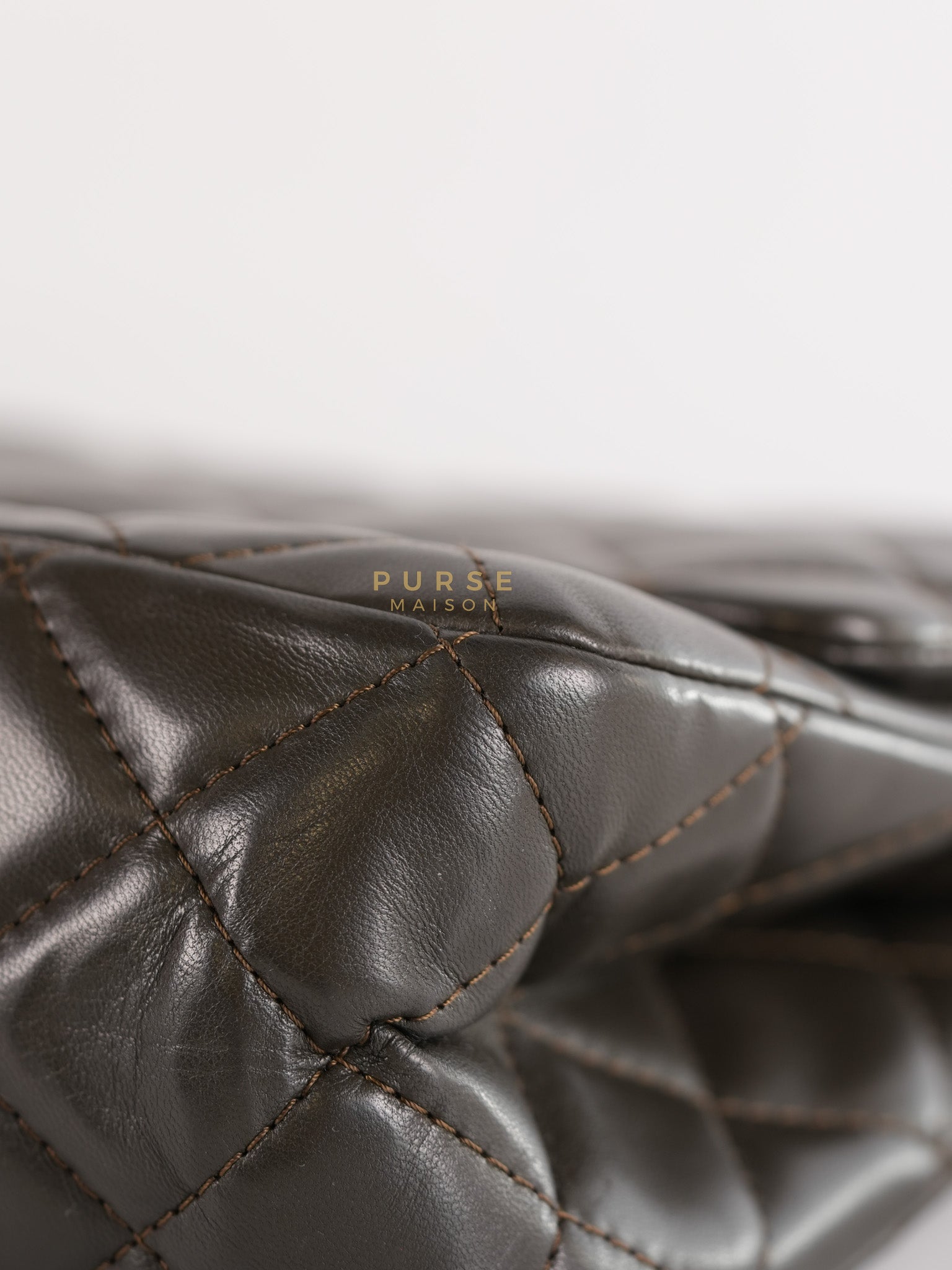 Reissue 2.55 Jumbo Bag in Charcoal Green Lambskin Leather & Gold Hardware Series 13 | Purse Maison Luxury Bags Shop