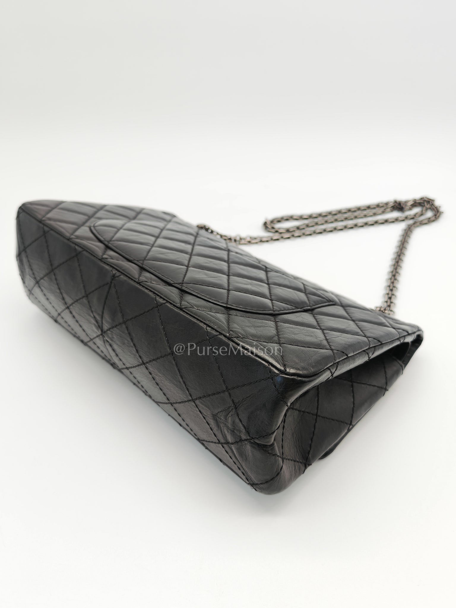 Reissue 2.55 Medium Distressed Calfskin Leather in Ruthenium Hardware Series 15 | Purse Maison Luxury Bags Shop