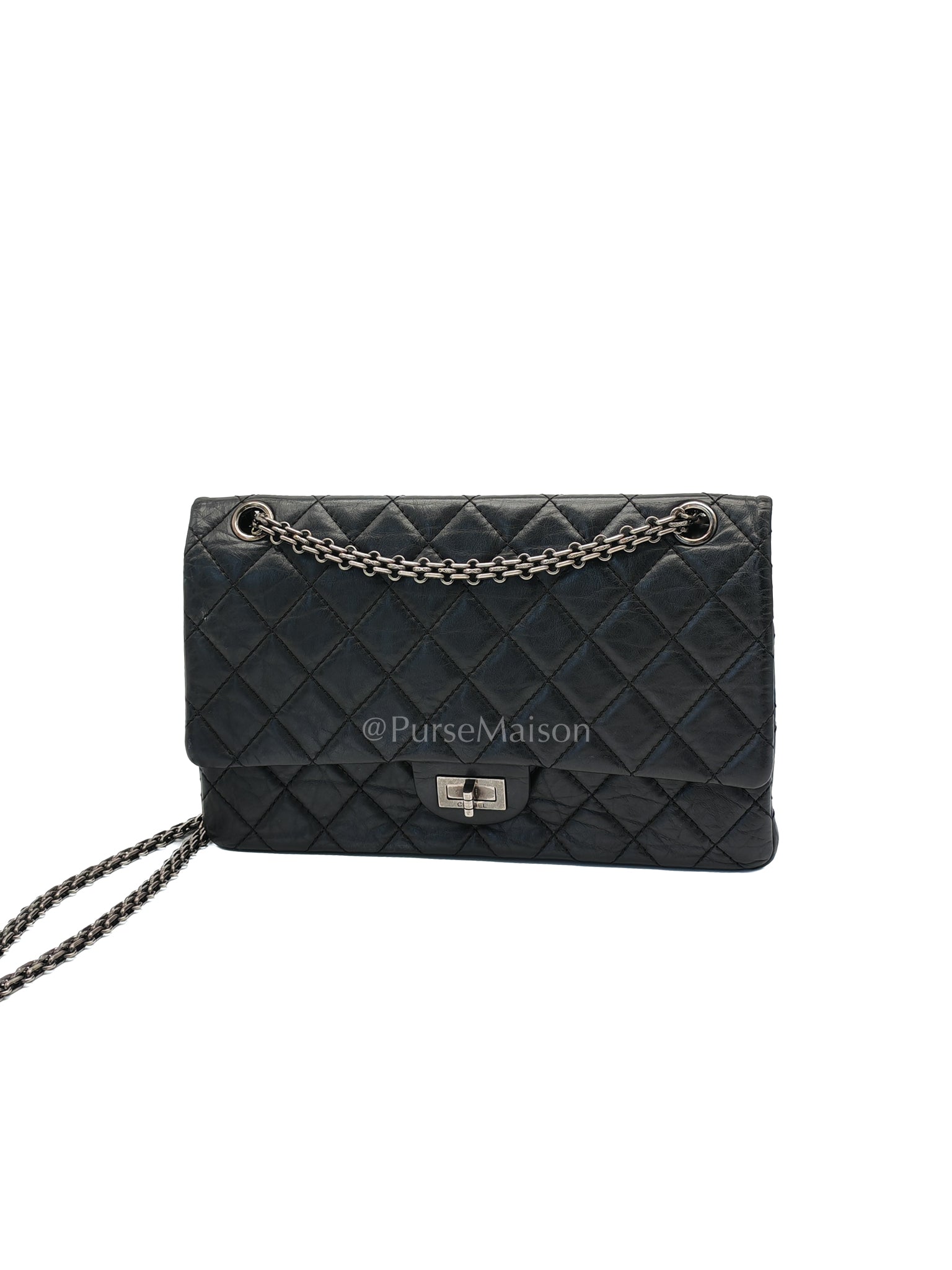 Reissue 2.55 Medium Distressed Calfskin Leather in Ruthenium Hardware Series 15 | Purse Maison Luxury Bags Shop