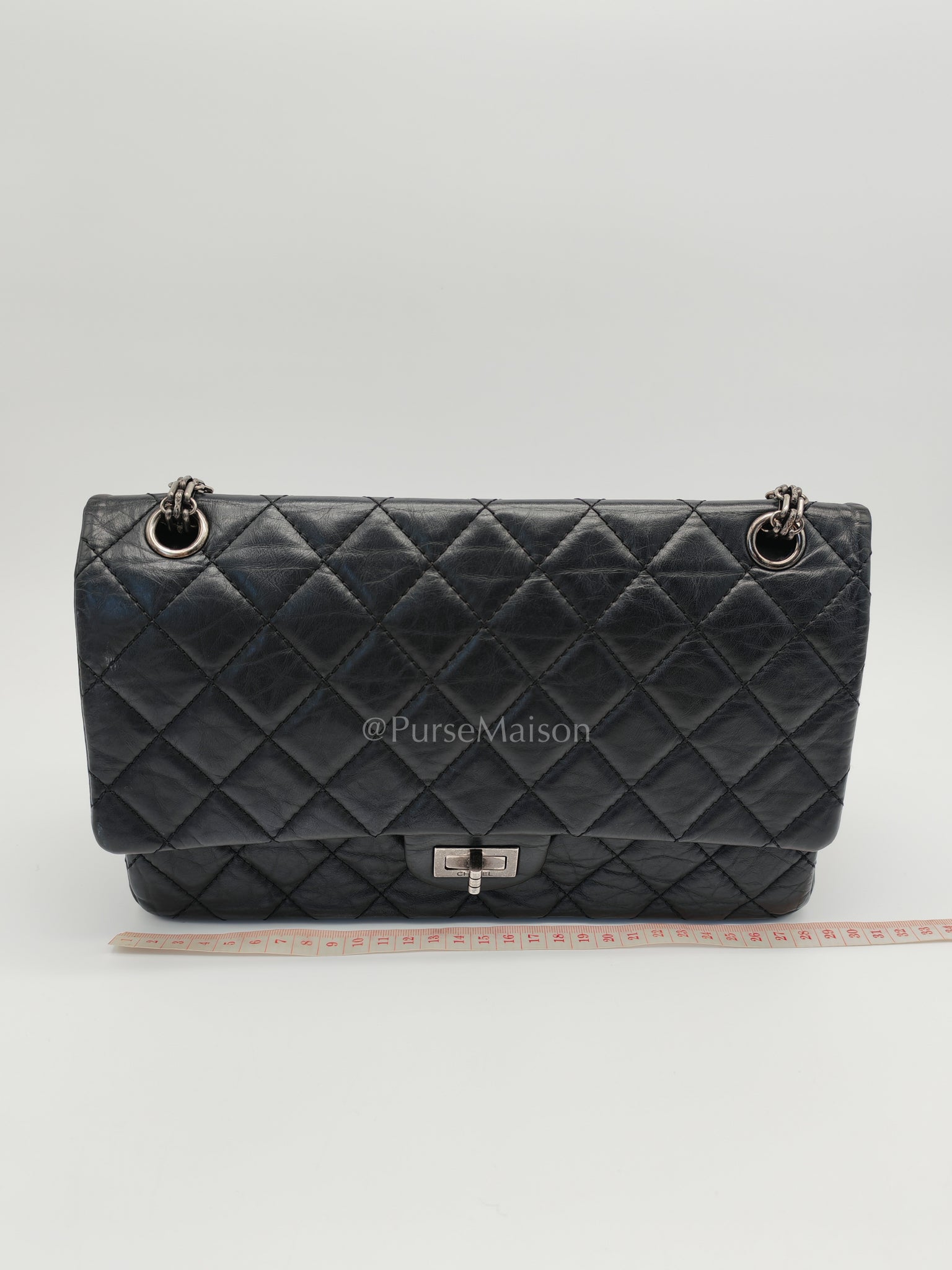 Reissue 2.55 Medium Distressed Calfskin Leather in Ruthenium Hardware Series 15 | Purse Maison Luxury Bags Shop