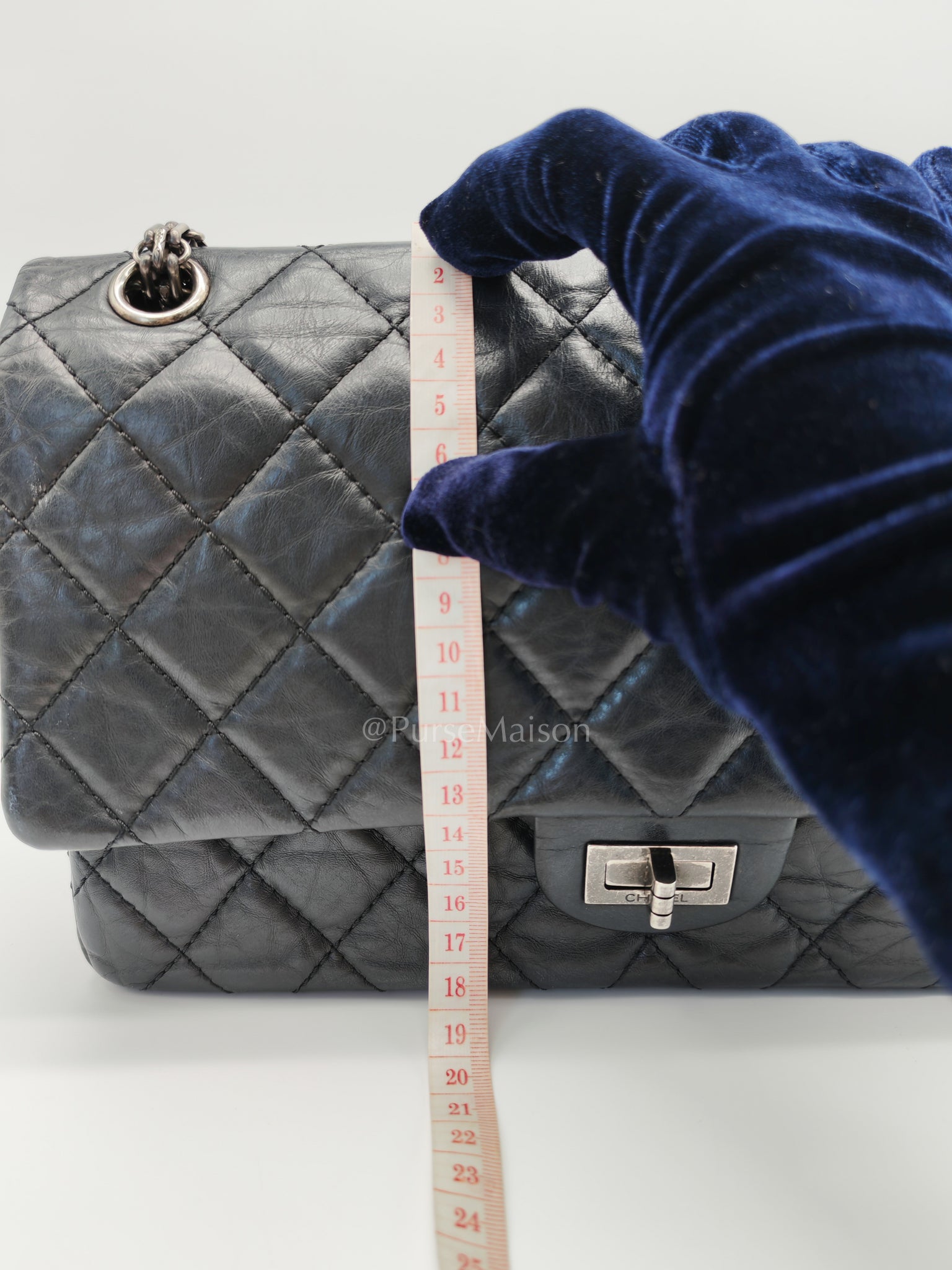 Reissue 2.55 Medium Distressed Calfskin Leather in Ruthenium Hardware Series 15 | Purse Maison Luxury Bags Shop