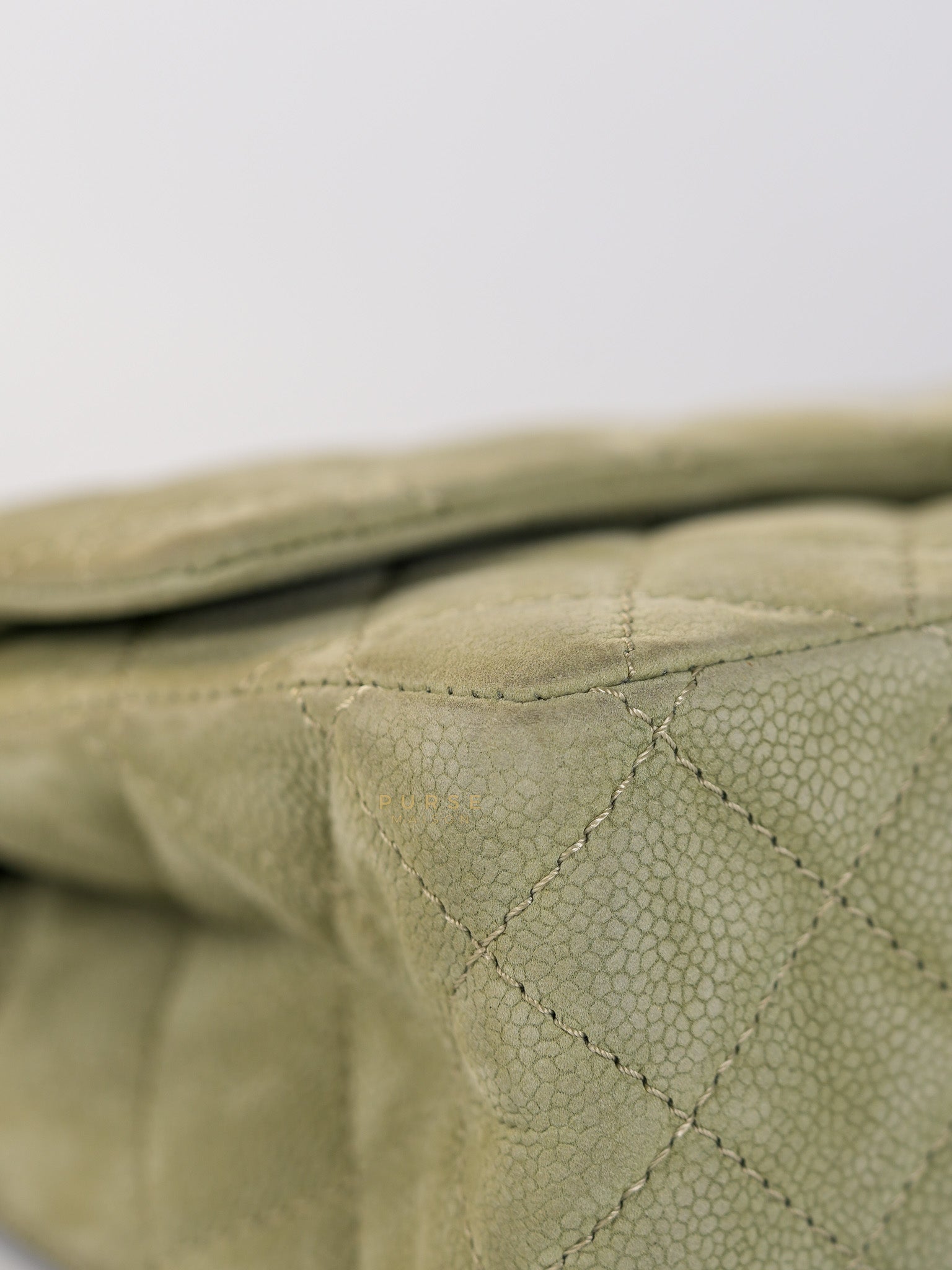 Reissue 2.55 Medium Pistachio Suede Leather Ruthenium Hardware Series 17 | Purse Maison Luxury Bags Shop