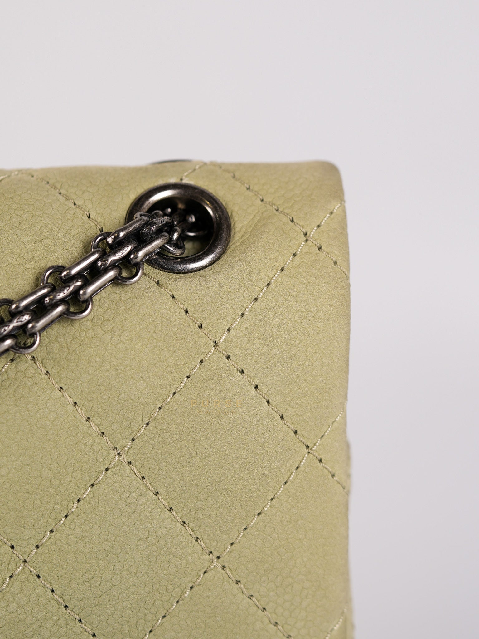 Reissue 2.55 Medium Pistachio Suede Leather Ruthenium Hardware Series 17 | Purse Maison Luxury Bags Shop