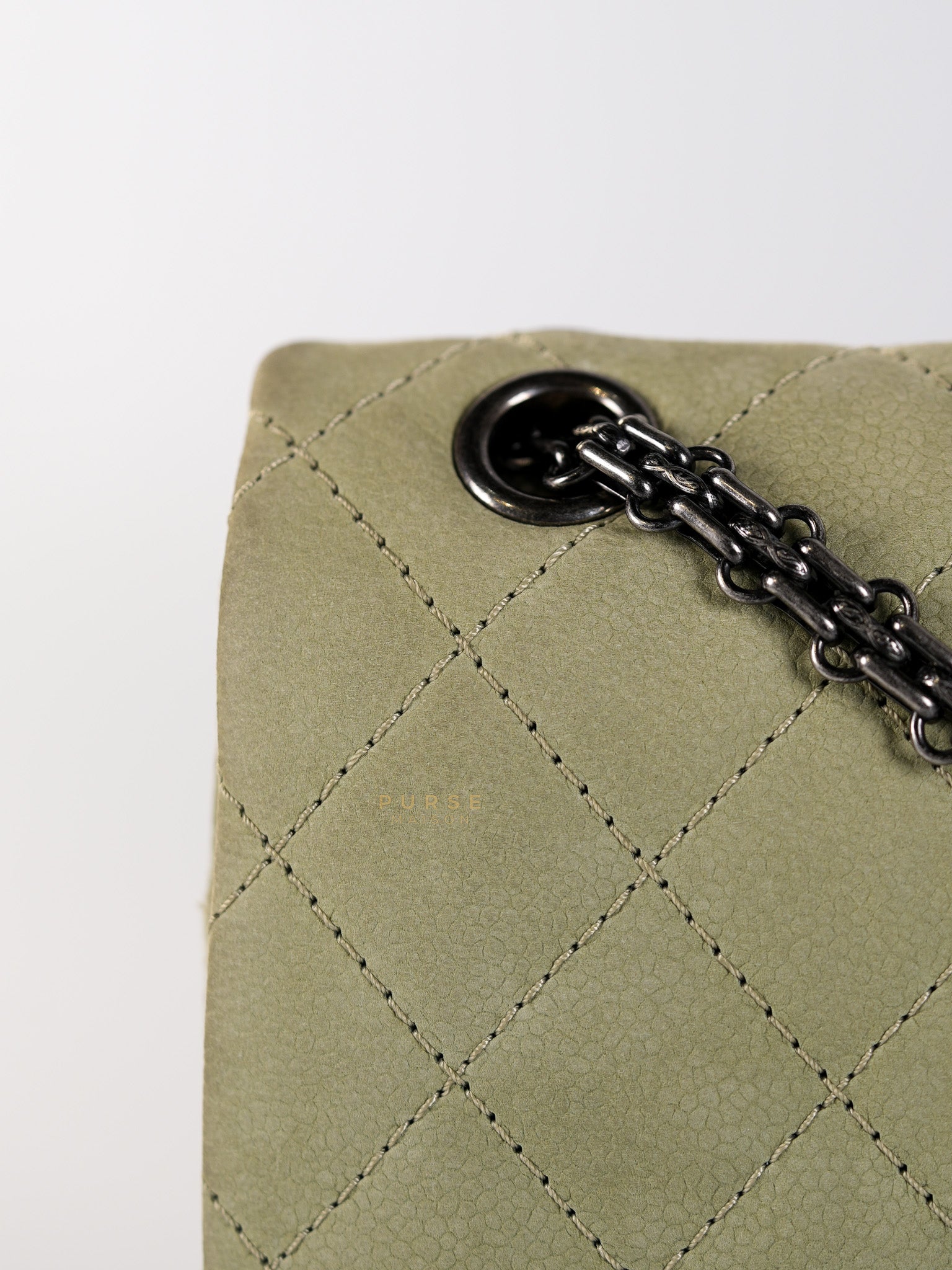 Reissue 2.55 Medium Pistachio Suede Leather Ruthenium Hardware Series 17 | Purse Maison Luxury Bags Shop