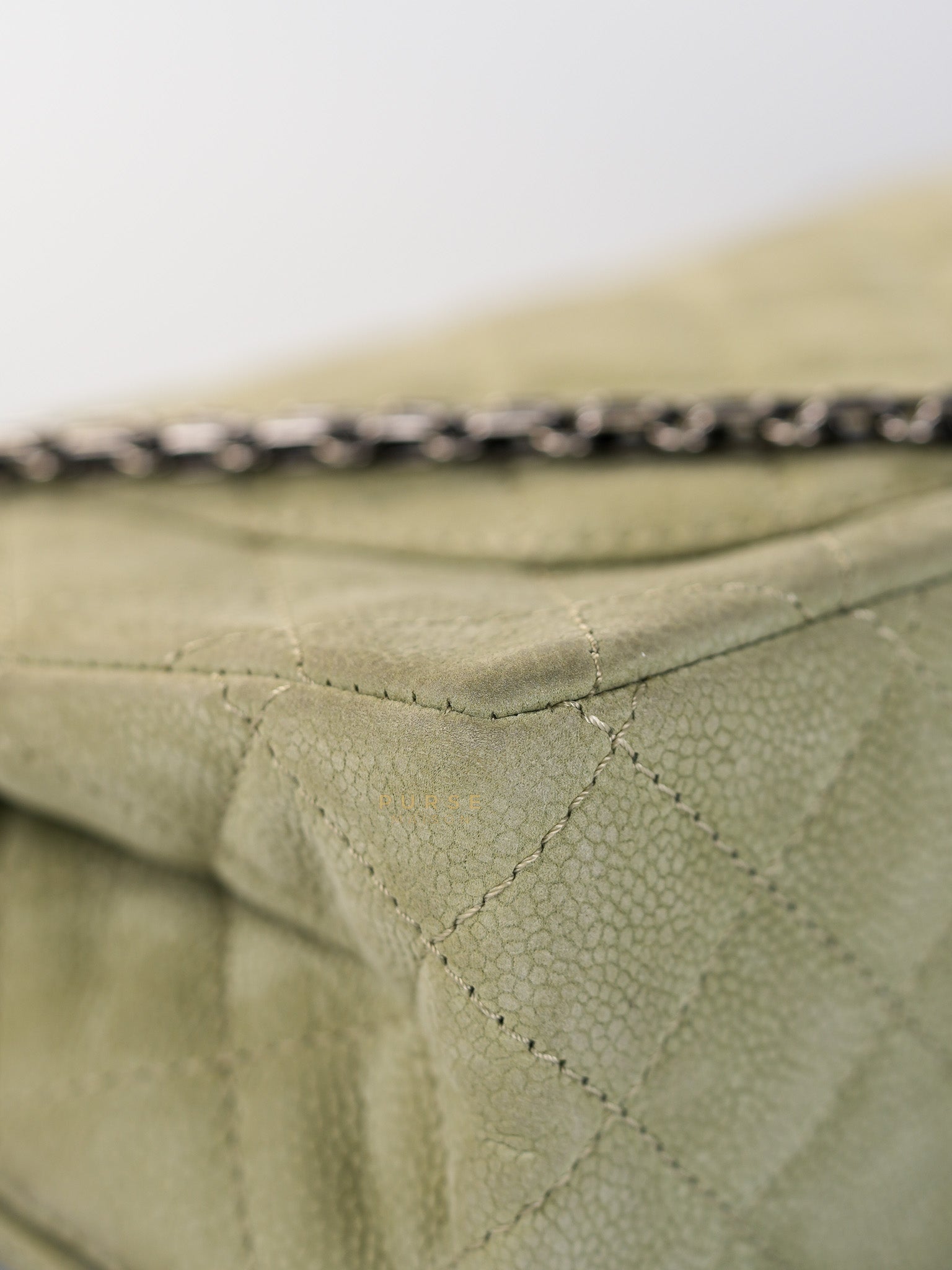 Reissue 2.55 Medium Pistachio Suede Leather Ruthenium Hardware Series 17 | Purse Maison Luxury Bags Shop