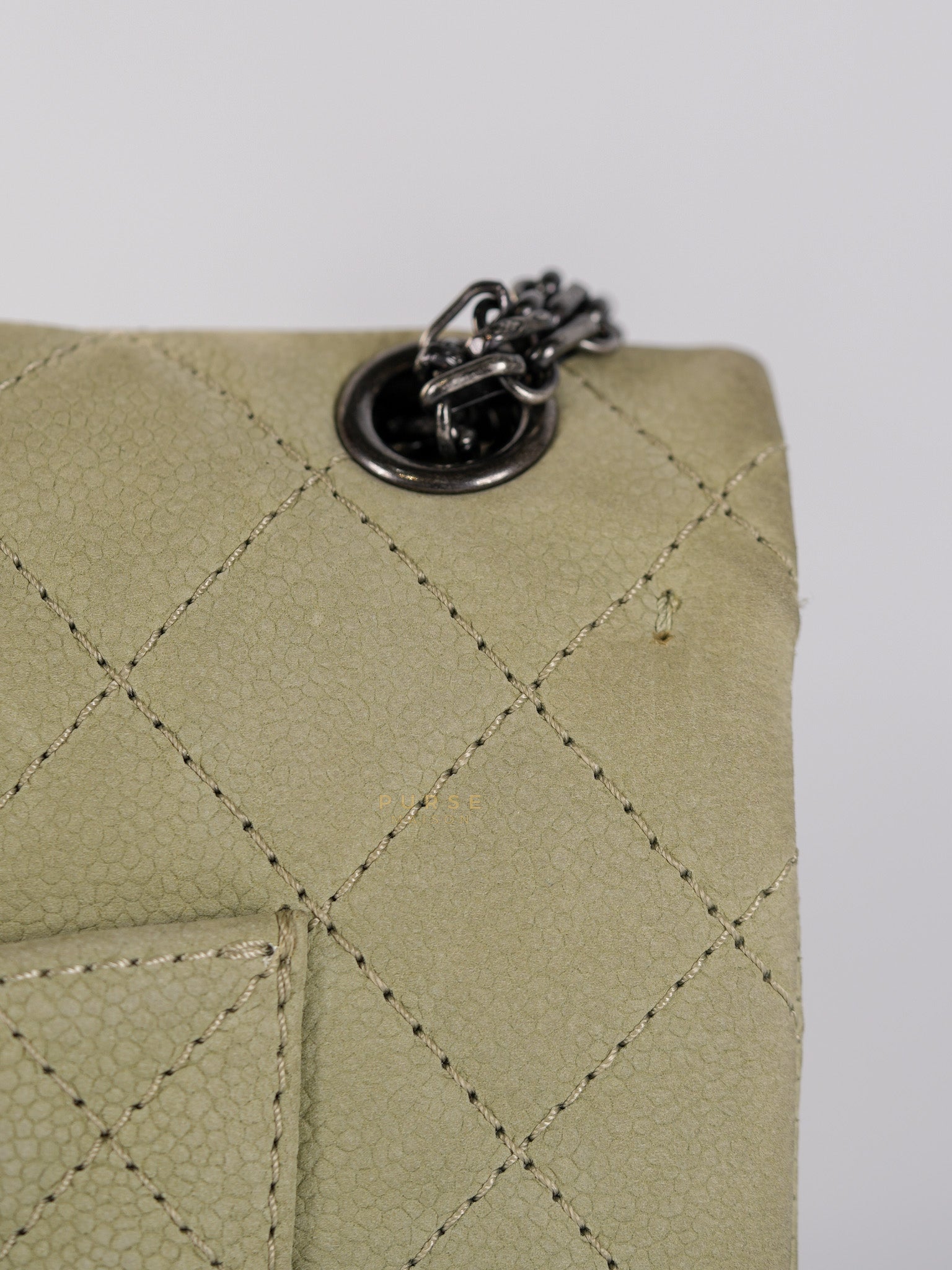 Reissue 2.55 Medium Pistachio Suede Leather Ruthenium Hardware Series 17 | Purse Maison Luxury Bags Shop