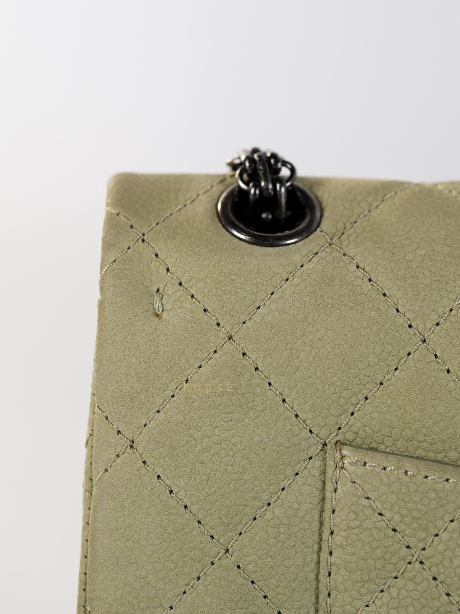 Reissue 2.55 Medium Pistachio Suede Leather Ruthenium Hardware Series 17 | Purse Maison Luxury Bags Shop