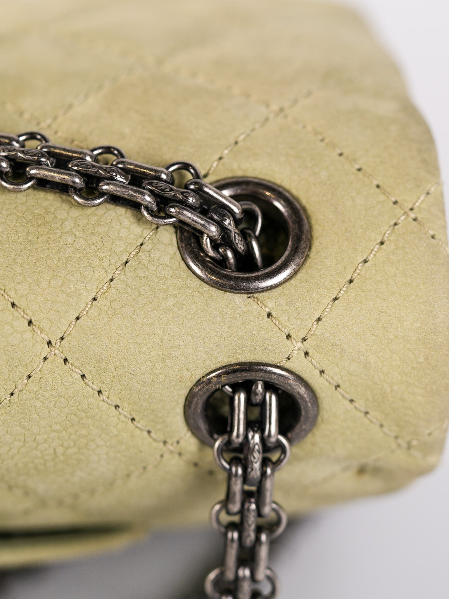 Reissue 2.55 Medium Pistachio Suede Leather Ruthenium Hardware Series 17 | Purse Maison Luxury Bags Shop