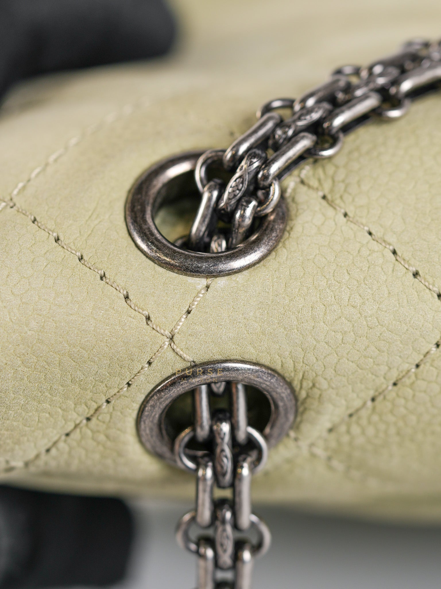 Reissue 2.55 Medium Pistachio Suede Leather Ruthenium Hardware Series 17 | Purse Maison Luxury Bags Shop