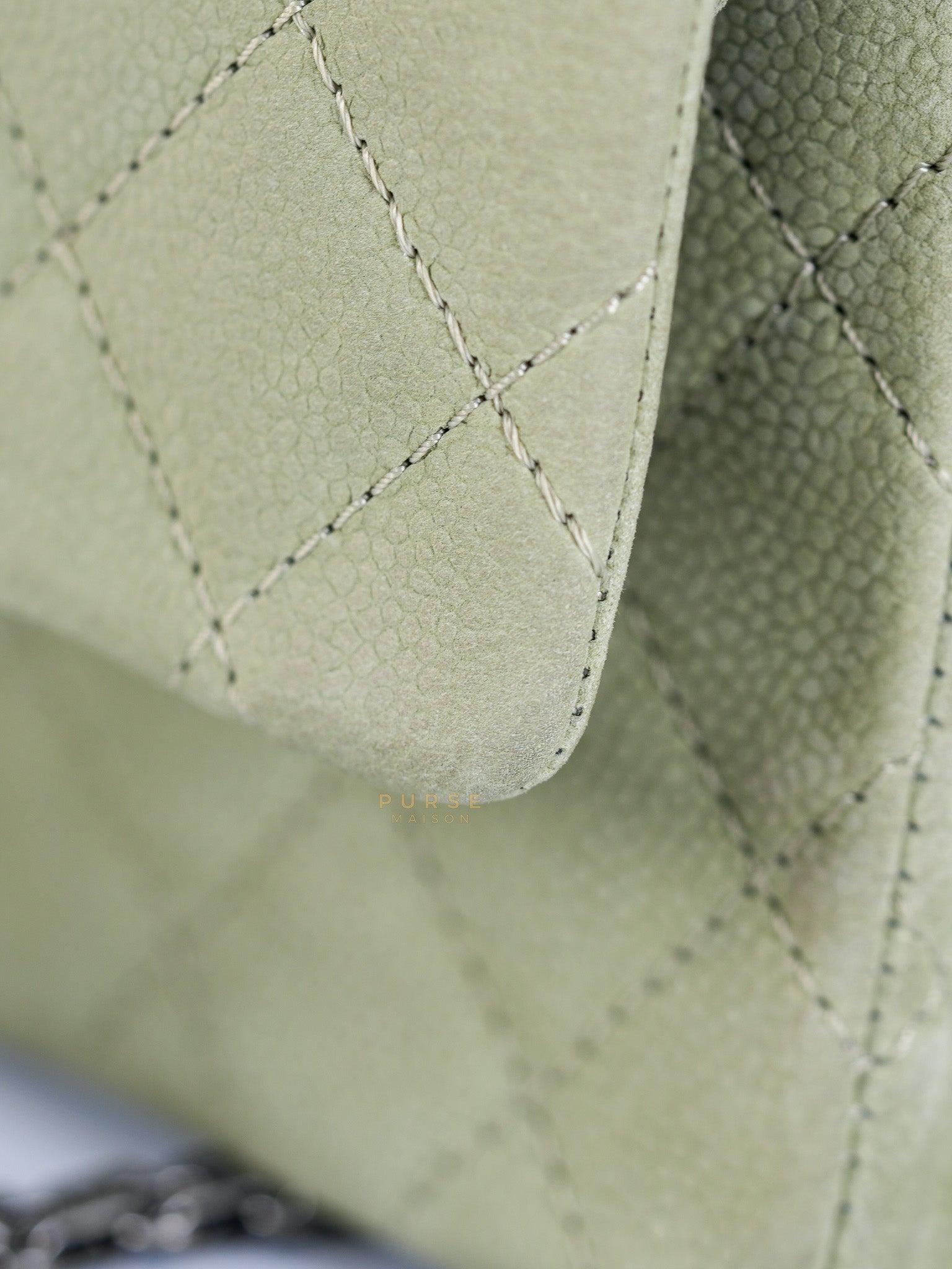 Reissue 2.55 Medium Pistachio Suede Leather Ruthenium Hardware Series 17 | Purse Maison Luxury Bags Shop