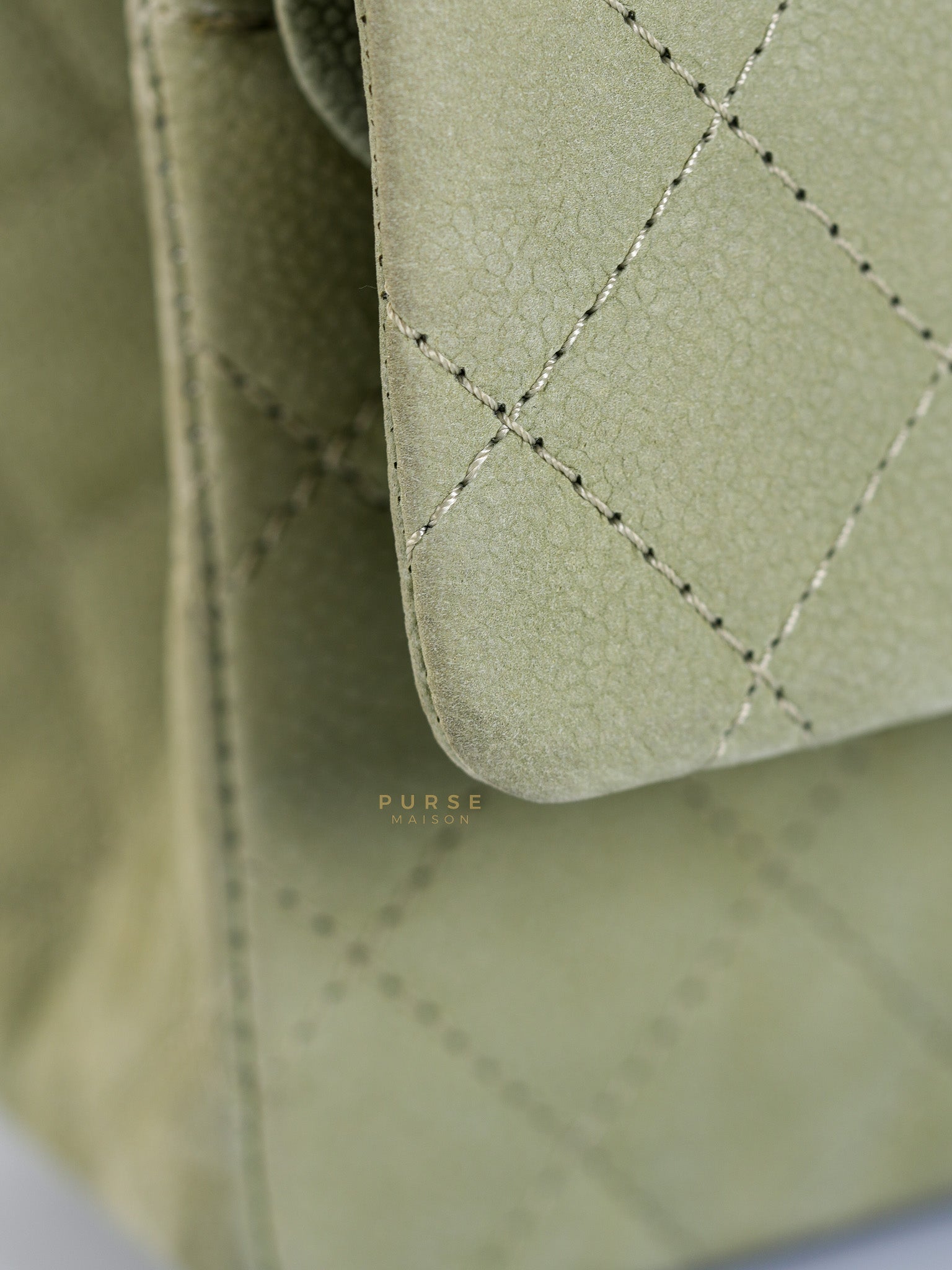 Reissue 2.55 Medium Pistachio Suede Leather Ruthenium Hardware Series 17 | Purse Maison Luxury Bags Shop