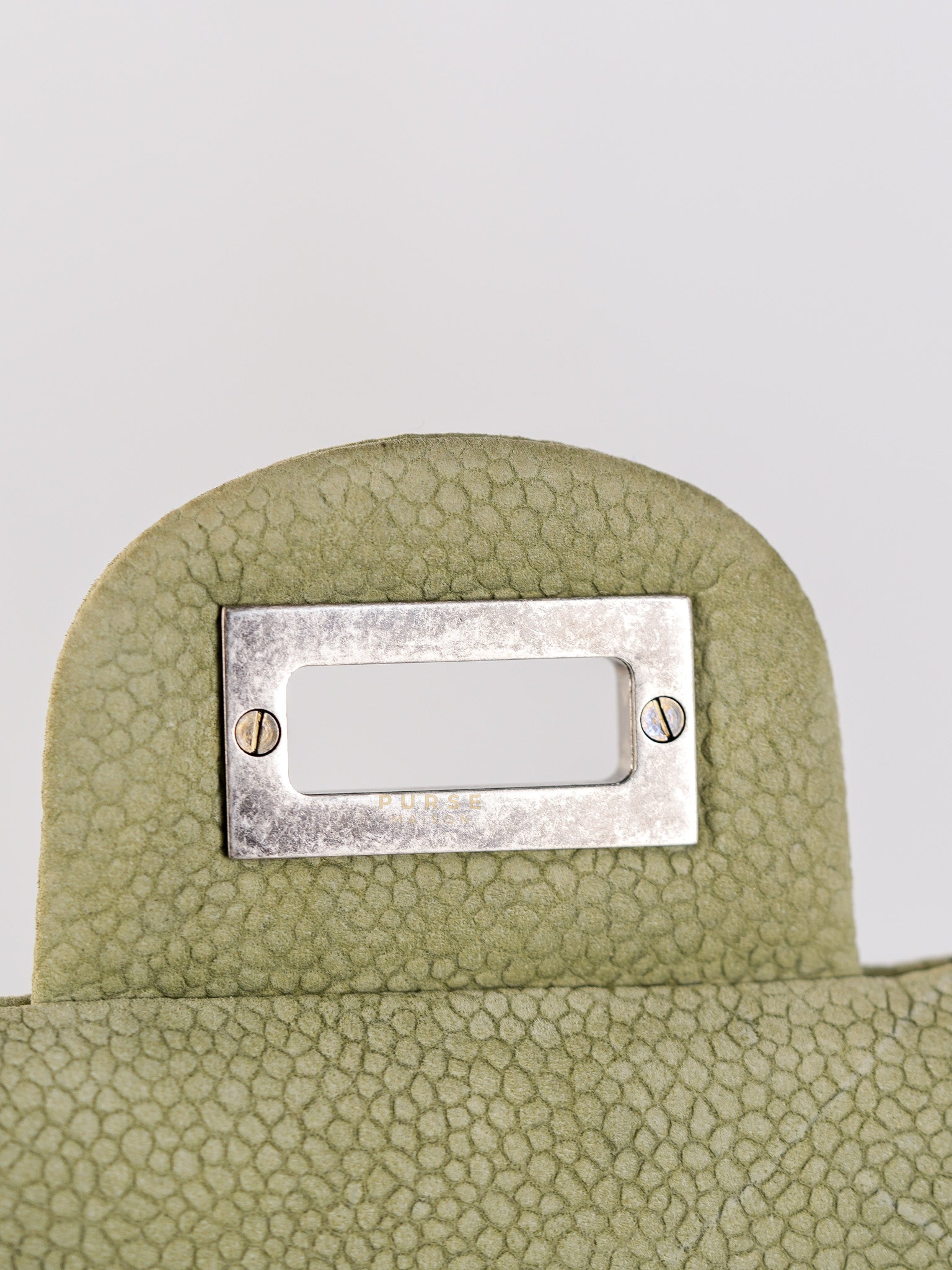 Reissue 2.55 Medium Pistachio Suede Leather Ruthenium Hardware Series 17 | Purse Maison Luxury Bags Shop