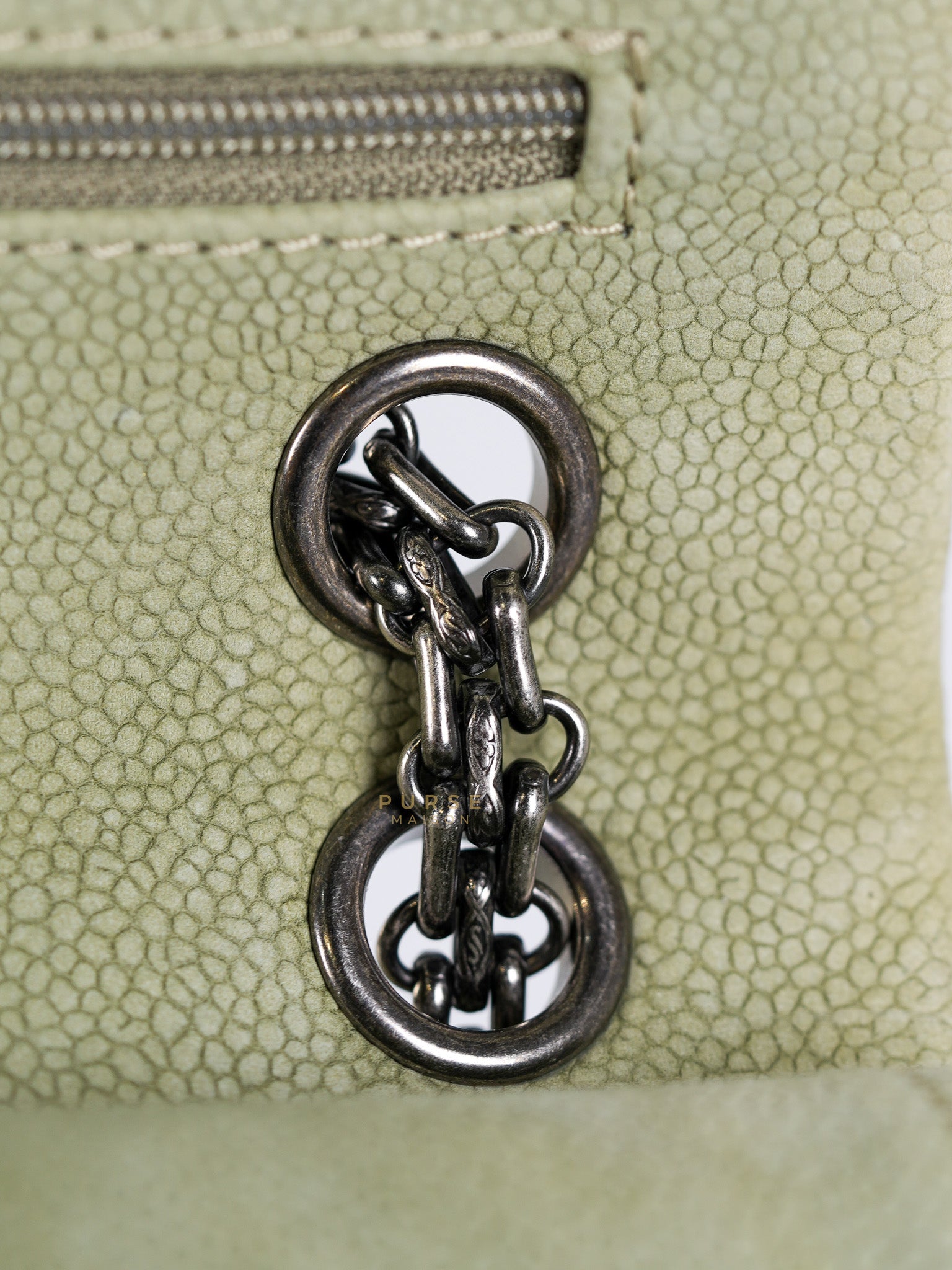 Reissue 2.55 Medium Pistachio Suede Leather Ruthenium Hardware Series 17 | Purse Maison Luxury Bags Shop