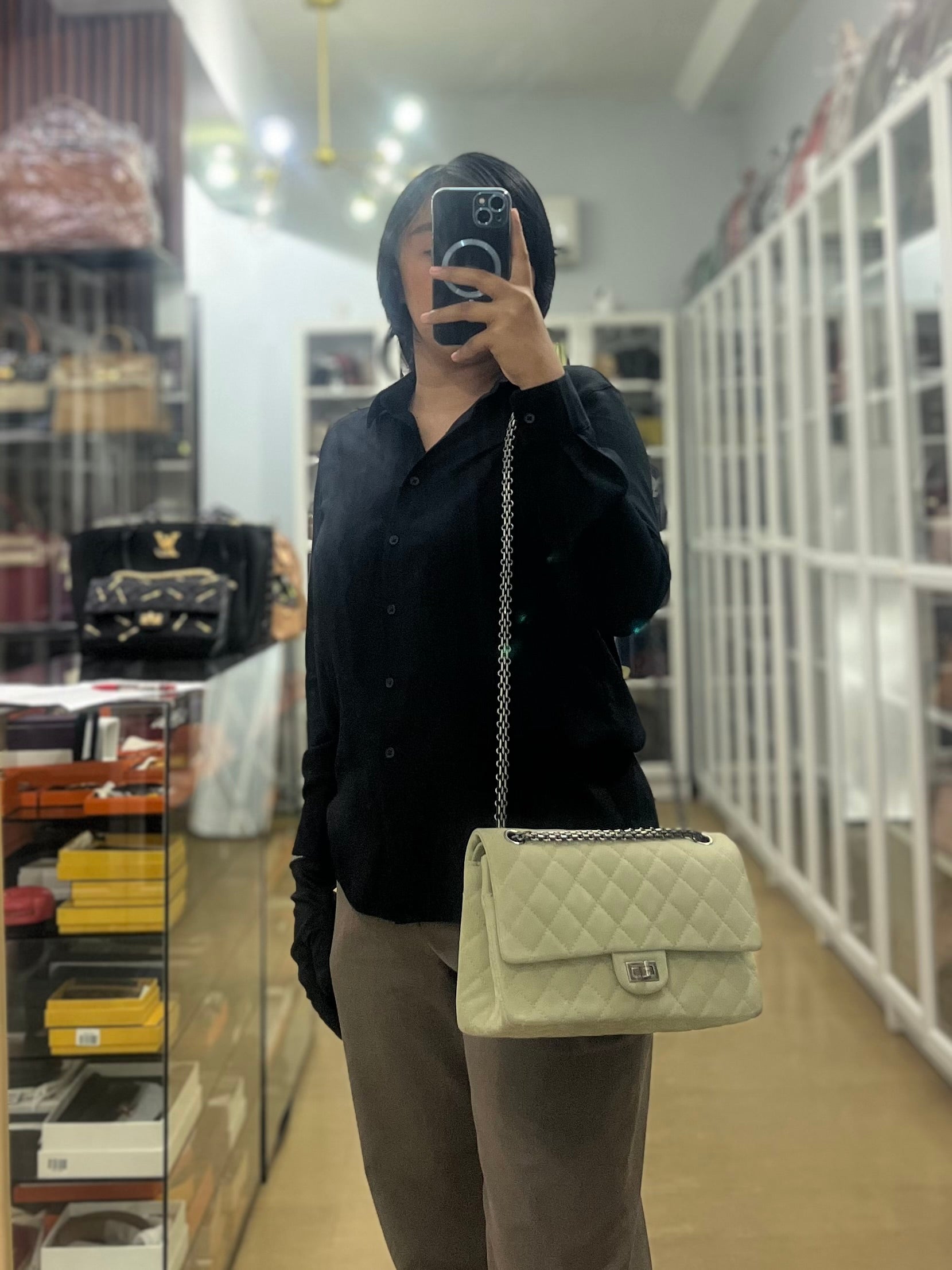 Reissue 2.55 Medium Pistachio Suede Leather Ruthenium Hardware Series 17 | Purse Maison Luxury Bags Shop