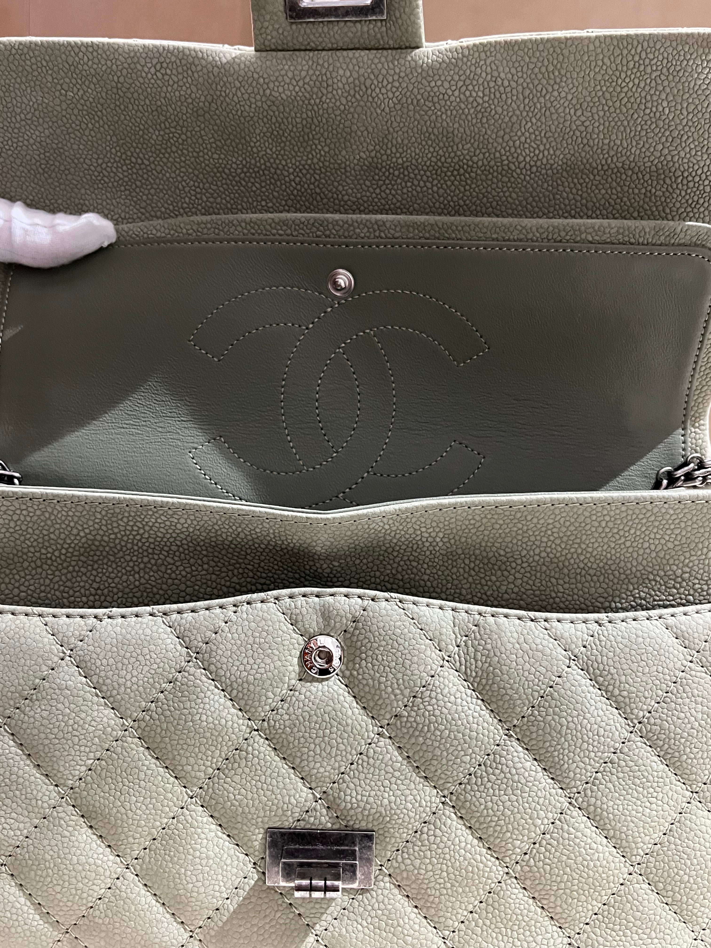 Reissue 2.55 Medium Pistachio Suede Leather Ruthenium Hardware Series 17 | Purse Maison Luxury Bags Shop