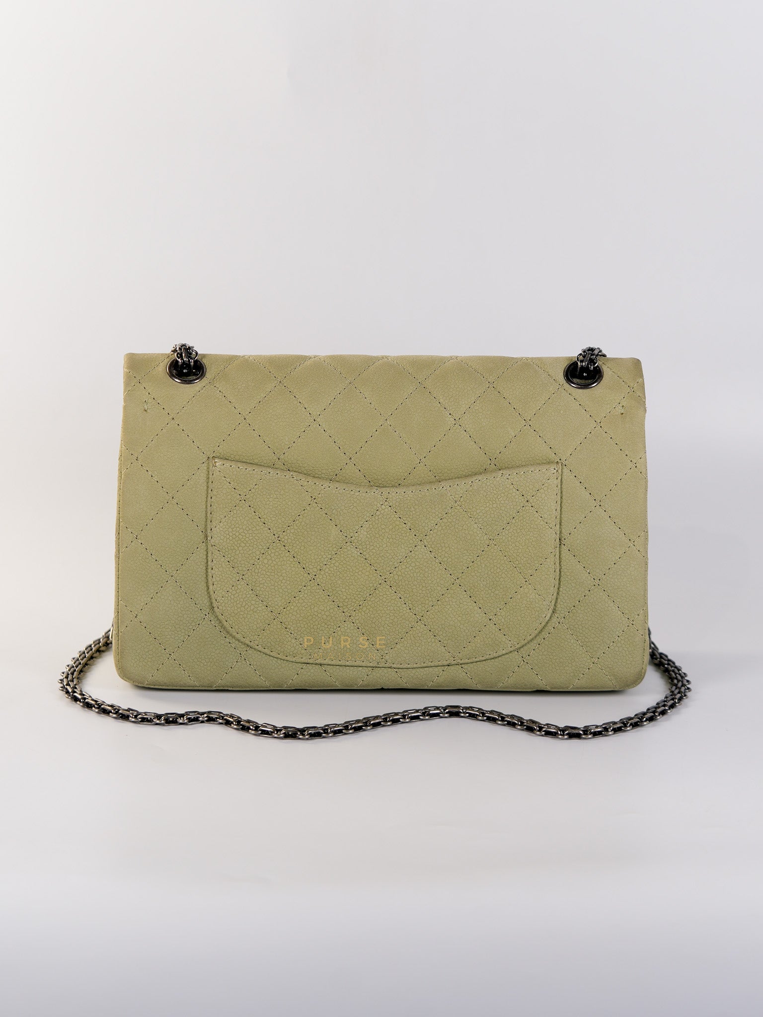 Reissue 2.55 Medium Pistachio Suede Leather Ruthenium Hardware Series 17 | Purse Maison Luxury Bags Shop