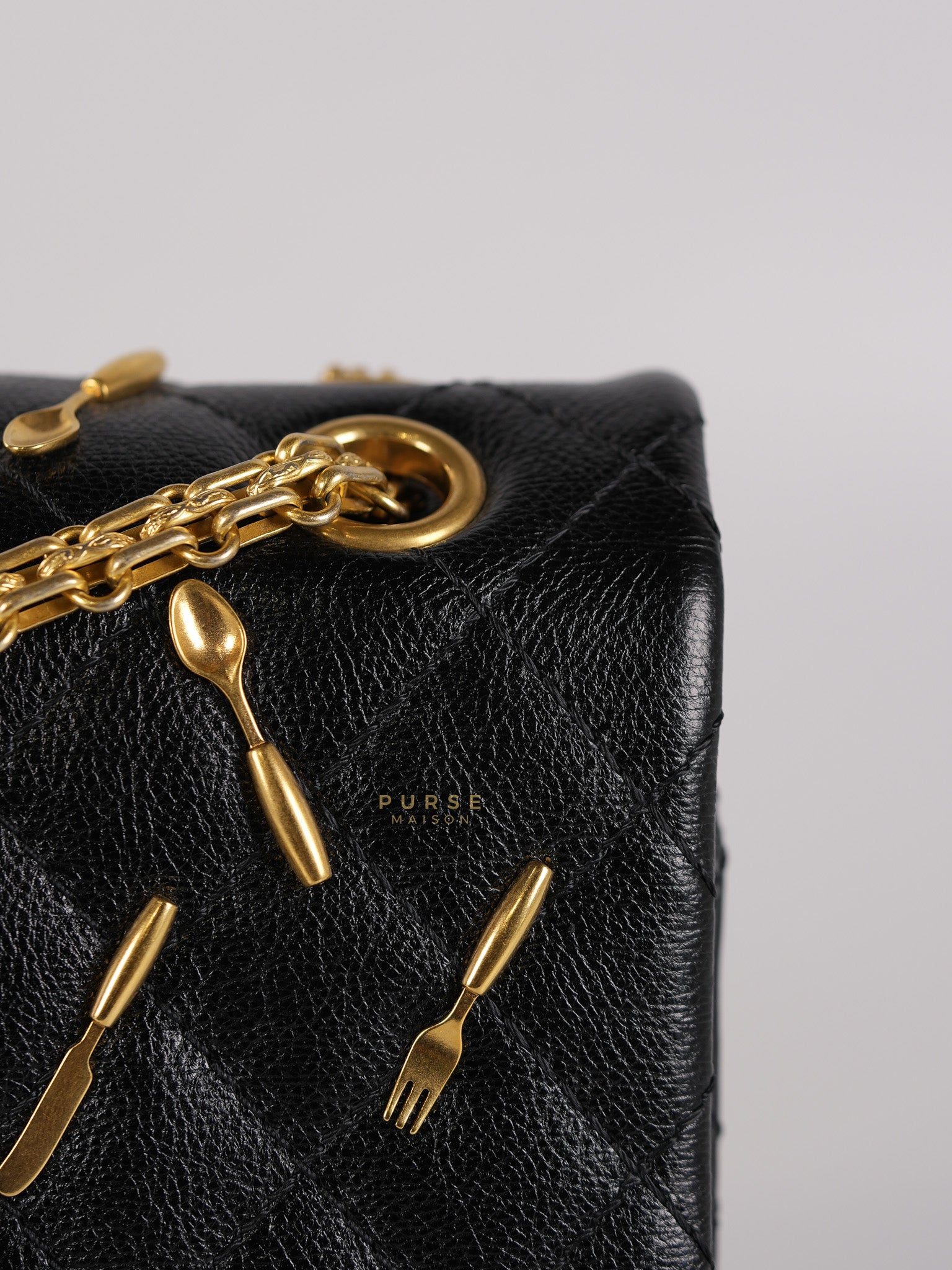 Reissue 2.55 Small Spoon Charms Brasserie Calfskin Leather in Aged Gold Hardware Series 21 | Purse Maison Luxury Bags Shop