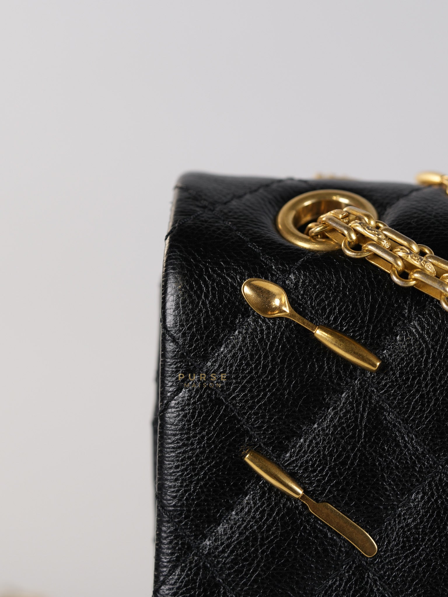 Reissue 2.55 Small Spoon Charms Brasserie Calfskin Leather in Aged Gold Hardware Series 21 | Purse Maison Luxury Bags Shop