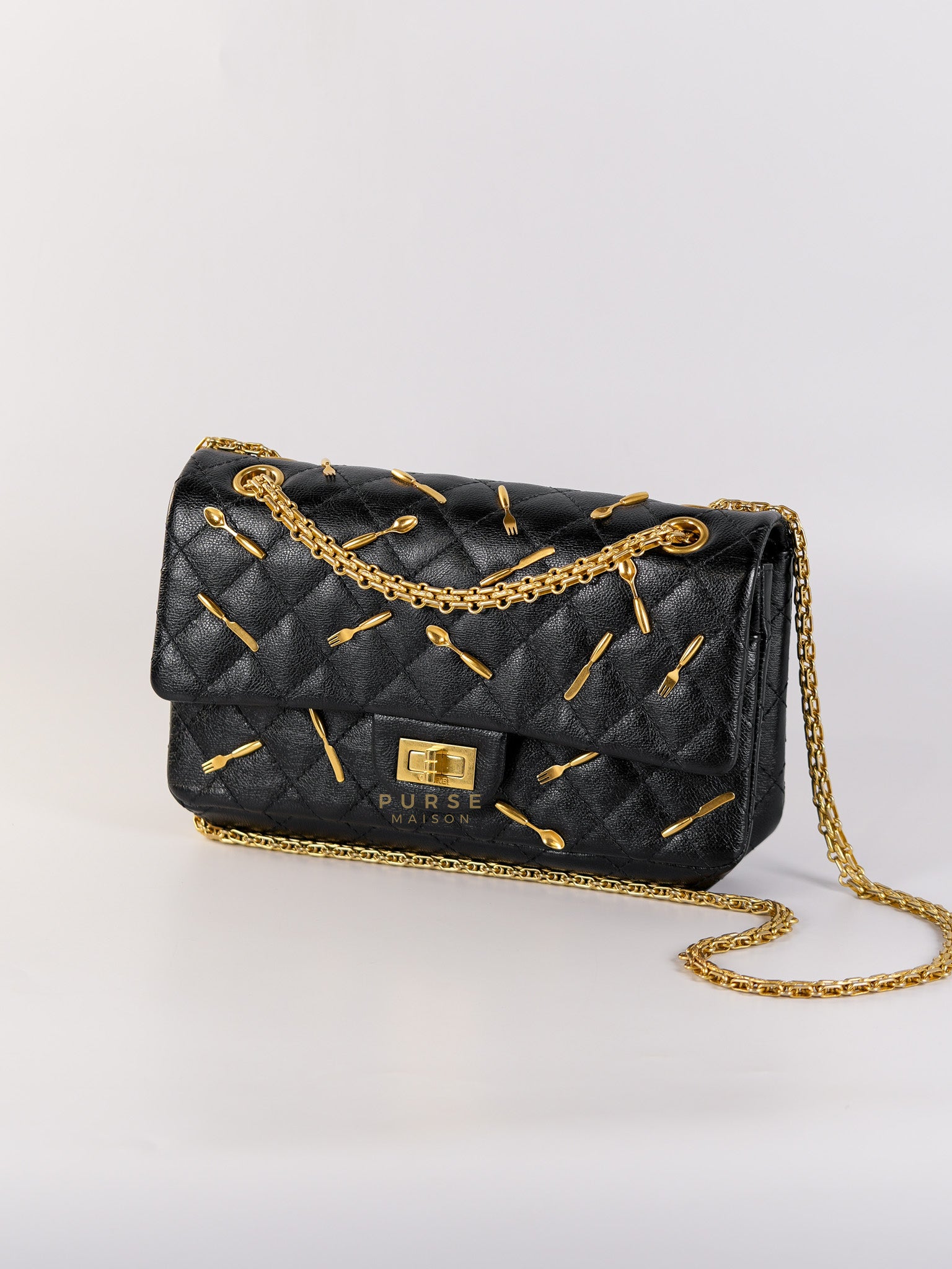 Reissue 2.55 Small Spoon Charms Brasserie Calfskin Leather in Aged Gold Hardware Series 21 | Purse Maison Luxury Bags Shop