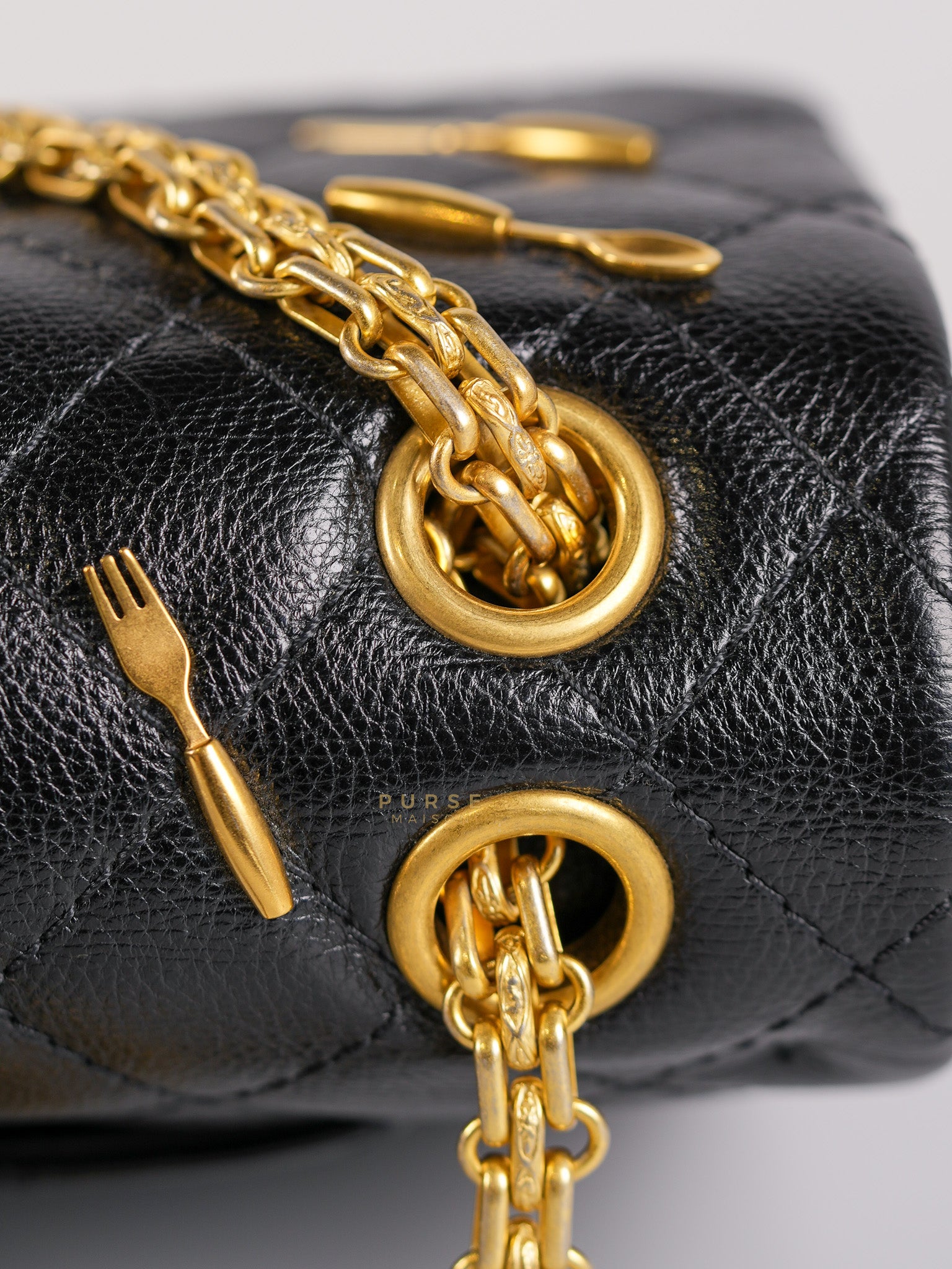 Reissue 2.55 Small Spoon Charms Brasserie Calfskin Leather in Aged Gold Hardware Series 21 | Purse Maison Luxury Bags Shop