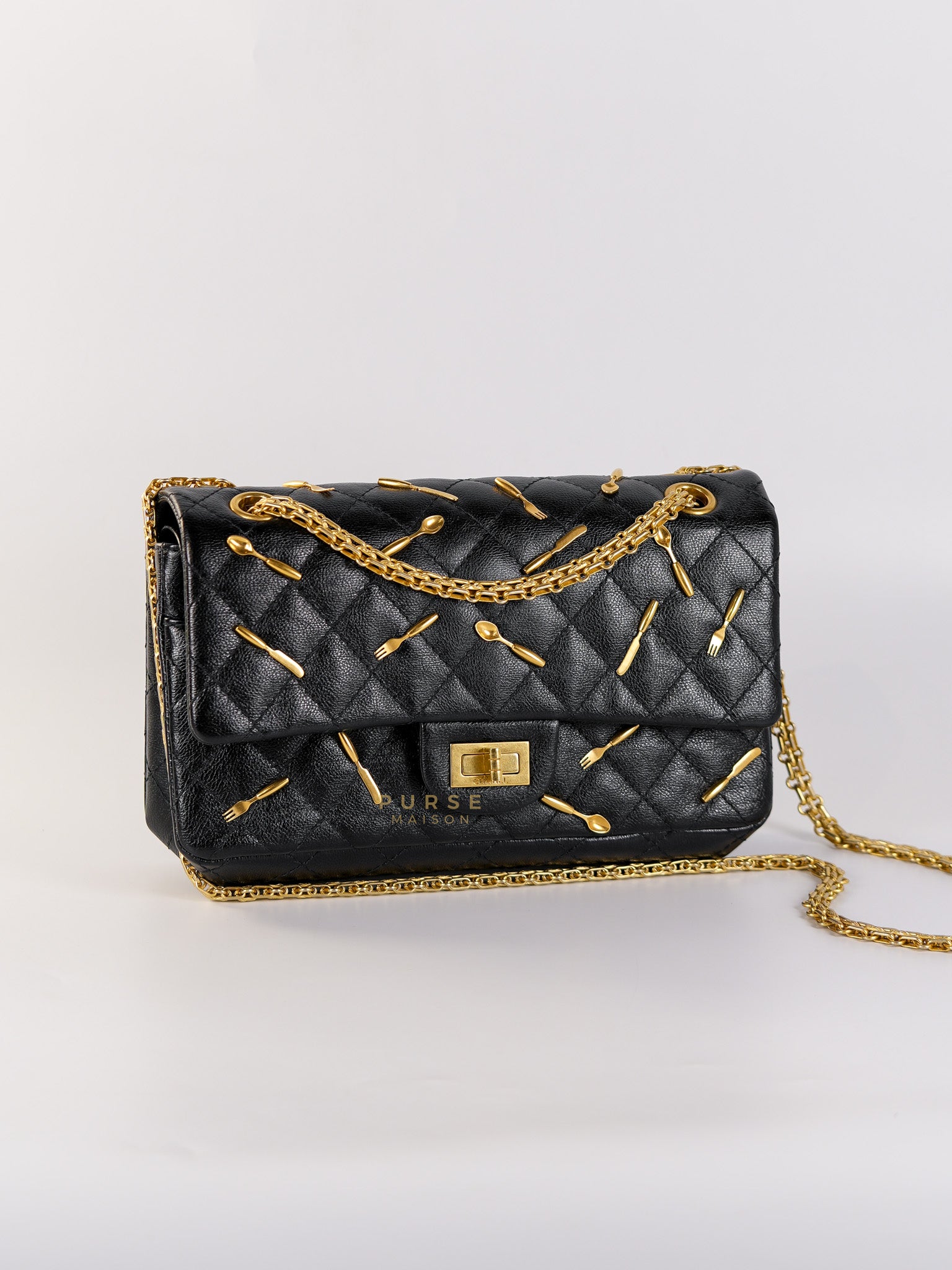 Reissue 2.55 Small Spoon Charms Brasserie Calfskin Leather in Aged Gold Hardware Series 21 | Purse Maison Luxury Bags Shop