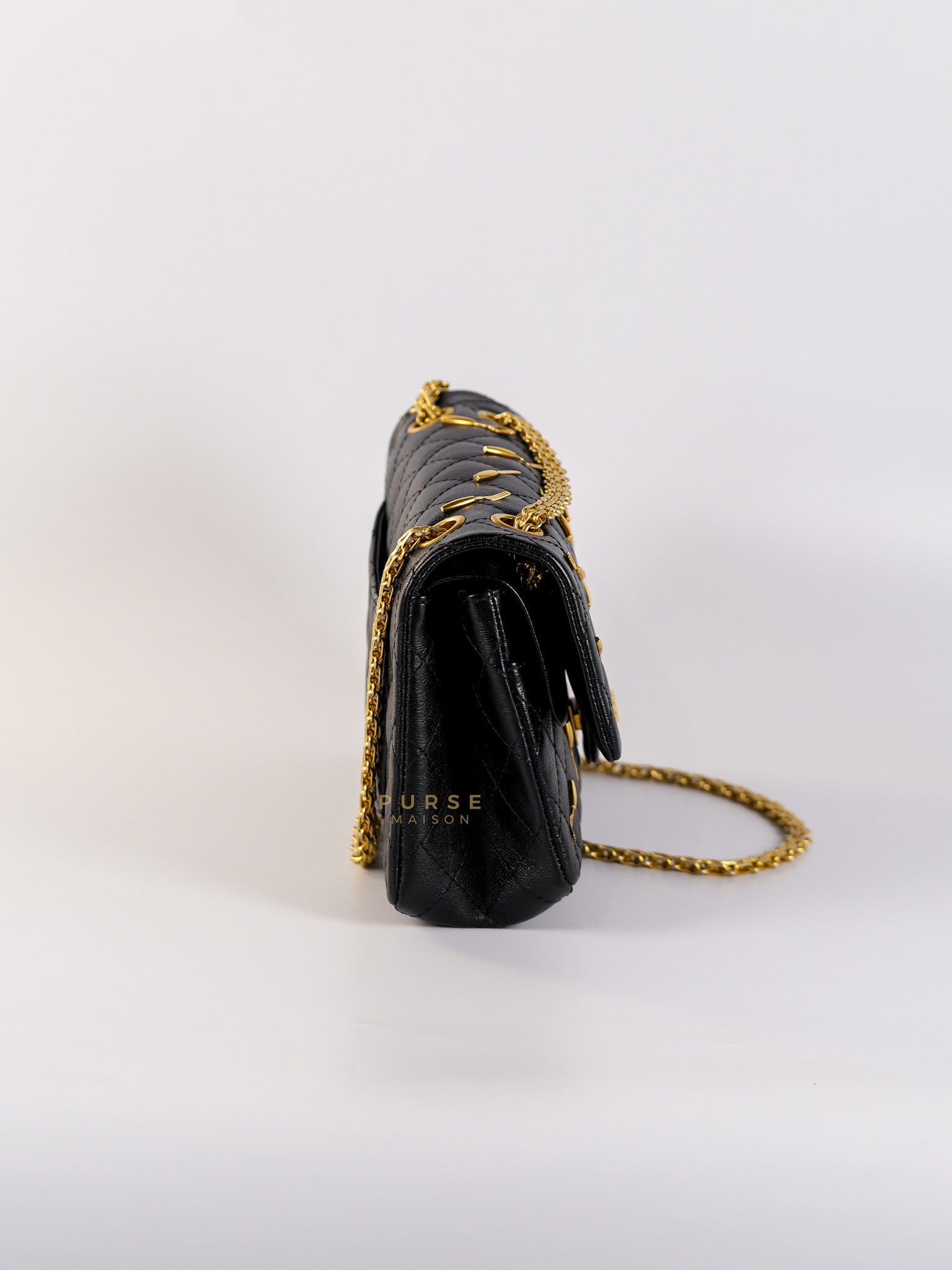 Reissue 2.55 Small Spoon Charms Brasserie Calfskin Leather in Aged Gold Hardware Series 21 | Purse Maison Luxury Bags Shop